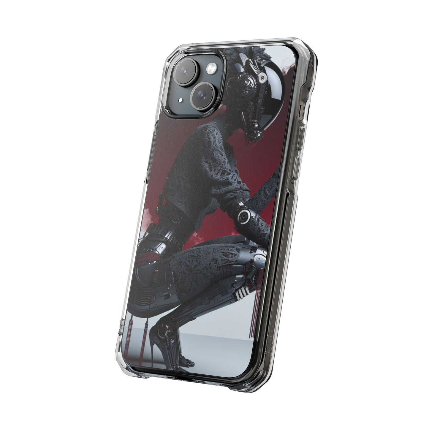 Cyber Design Magnetic Phone Case, Clear Mobile Cover, Gothic Style, Halloween Gift, Celestial Protection Accessory