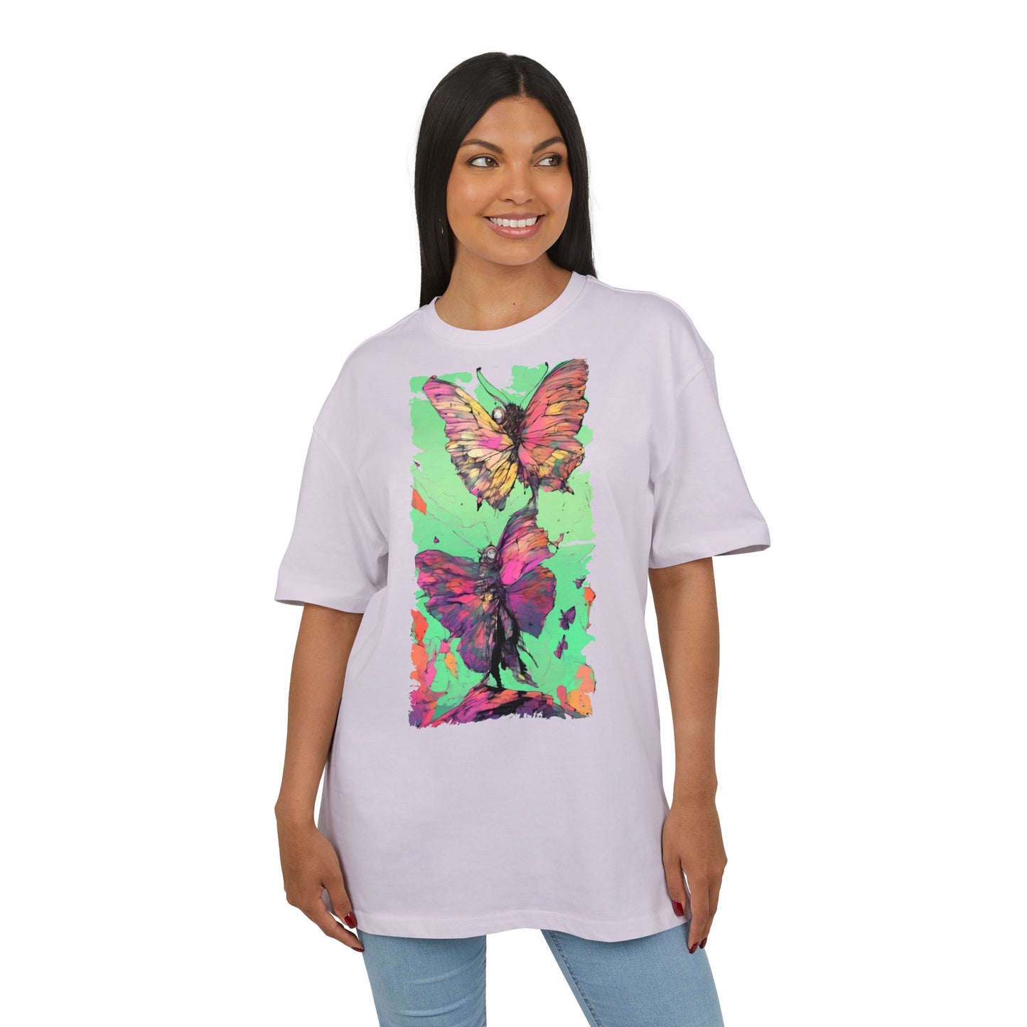 Colorful Butterfly Oversized Tee | Boho Style Tee, Spring Fashion, Nature Lover Gift, Festival Wear, Unique Graphic Shirt