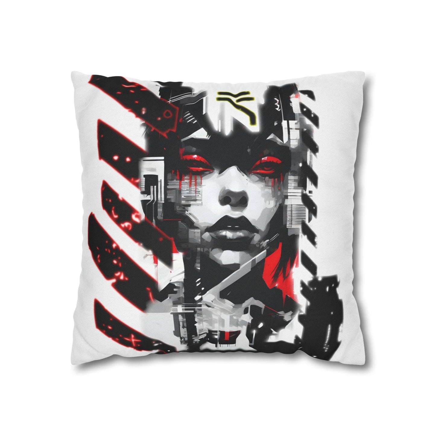 Bold Graphic Pillowcase, Unique Decorative Cushion Cover for Modern Home, Cyberpunk Art Decor, Gift for Art Lovers, Stylish Throw Pillow