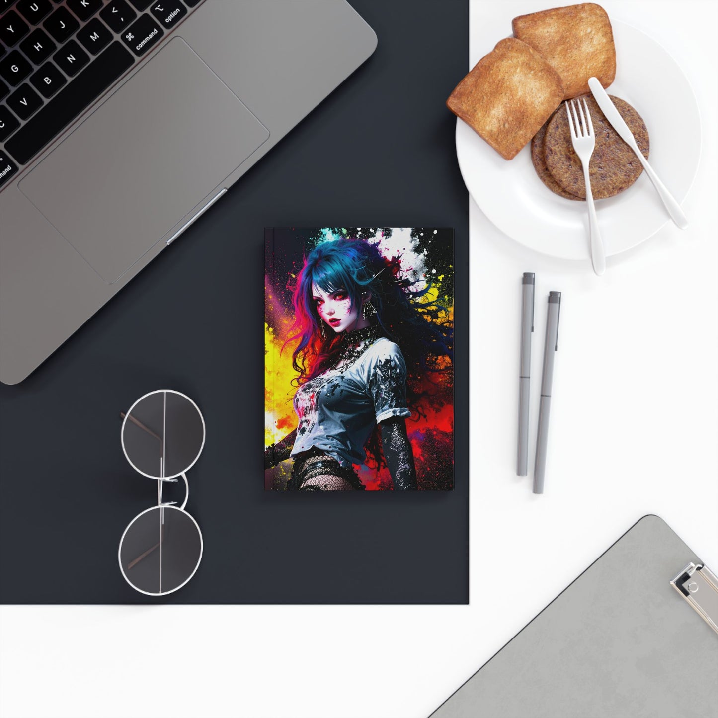 Gothic Art Hard Backed Journal, Colorful Creative Notebook, Unique Gift for Artists, Perfect for Writing and Sketching