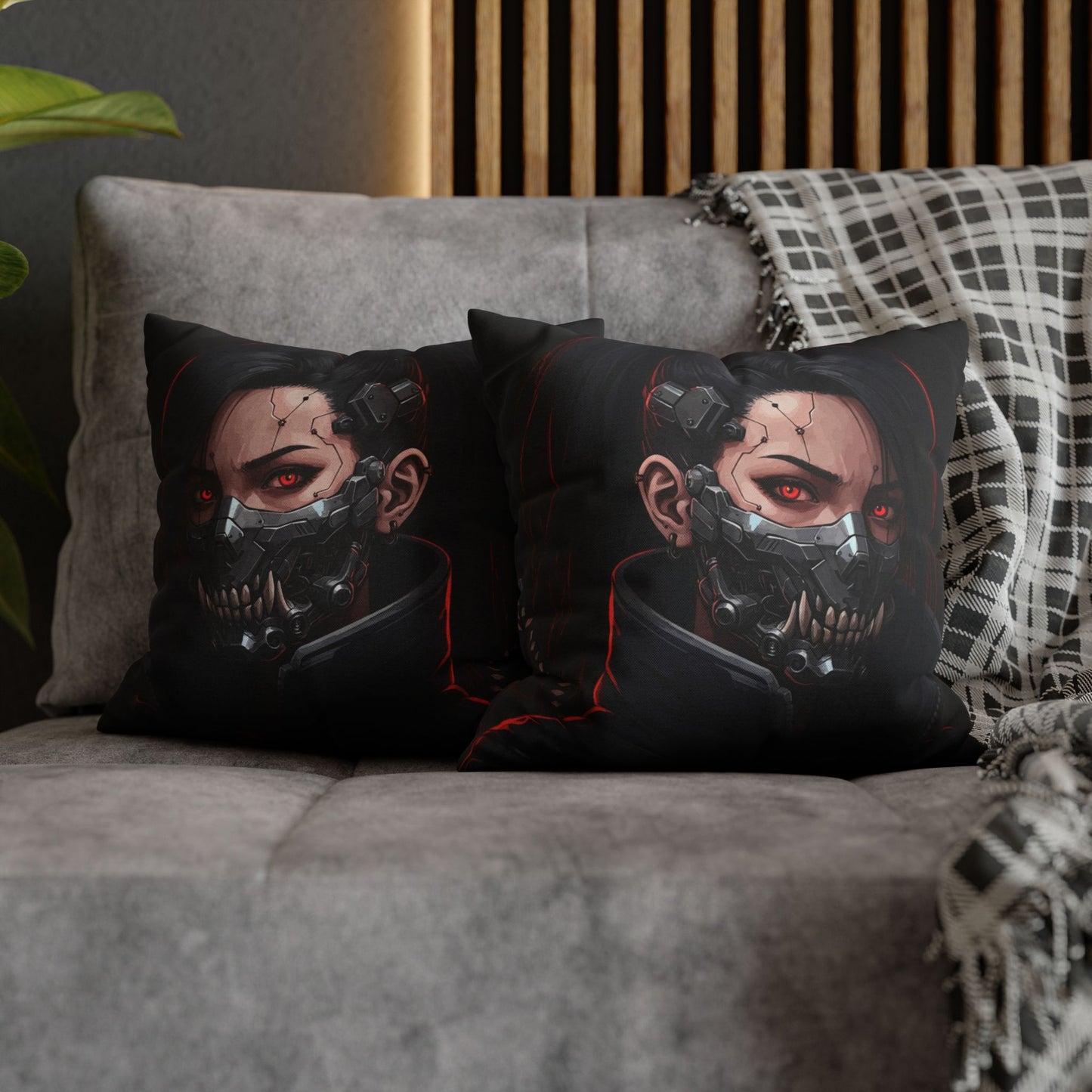 Cyberpunk-Style Velvet Pillowcase, Decorative Pillow, Home Decor, Unique Gift, Futuristic Accent, Gaming Room Decoration