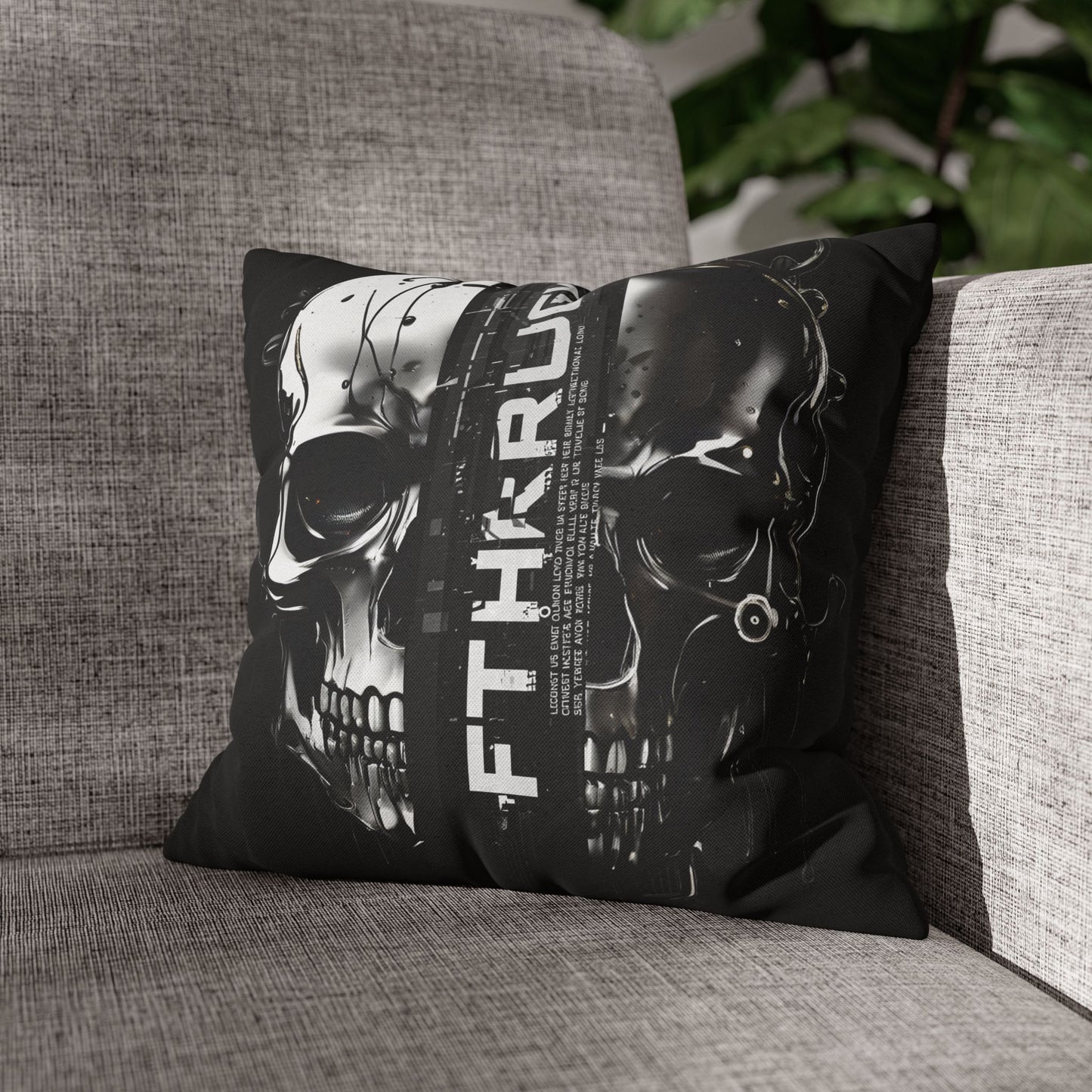 Gothic Skull Pillowcase - Edgy Home Decor, Alternative Gift, Bedroom Accent, Halloween Decor, Boho Pillow Cover