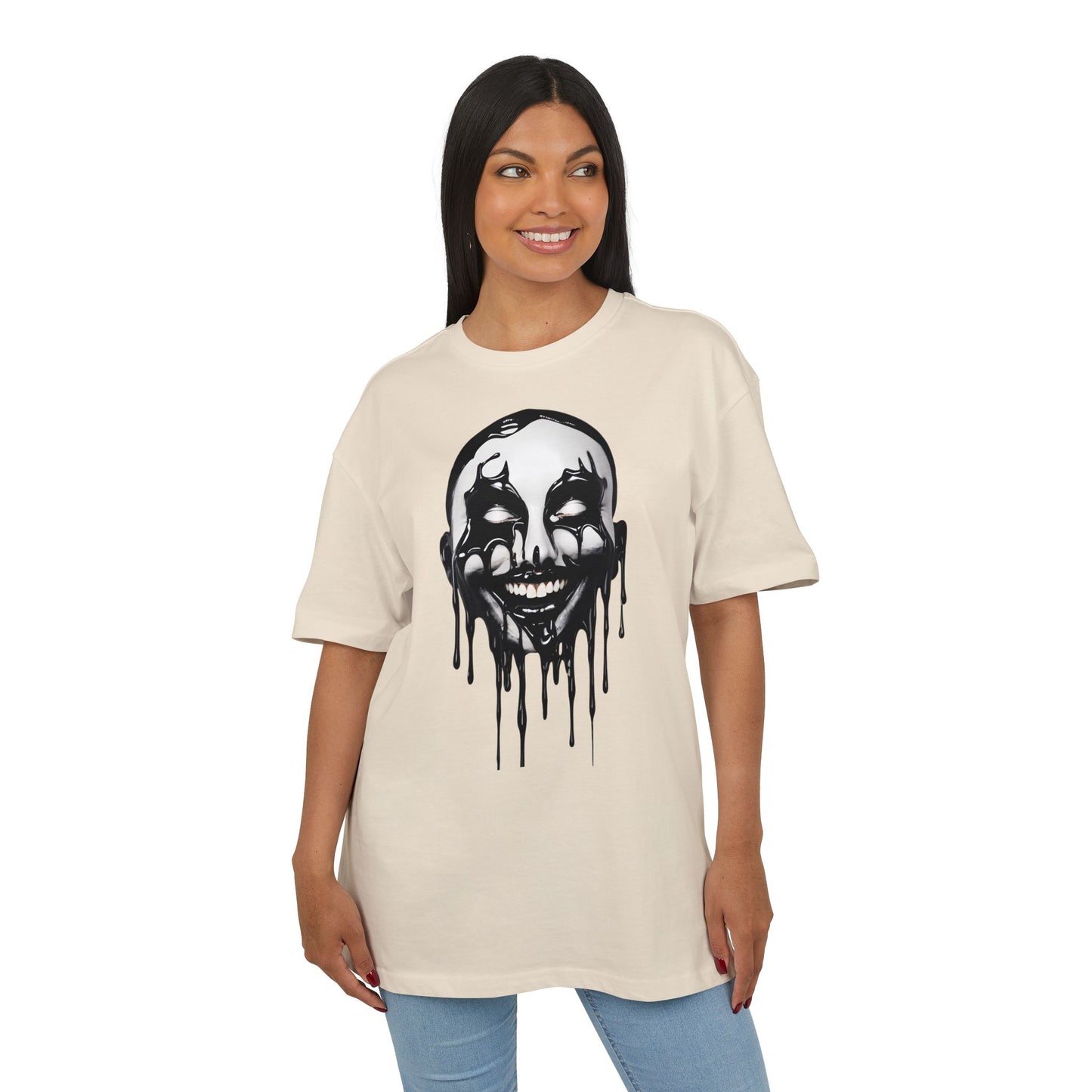 Gothic Graffiti Oversized Tee - Trendy Streetwear, Unisex Fashion Shirt, Edgy Graphic Tee, Perfect for Halloween, Casual Wear