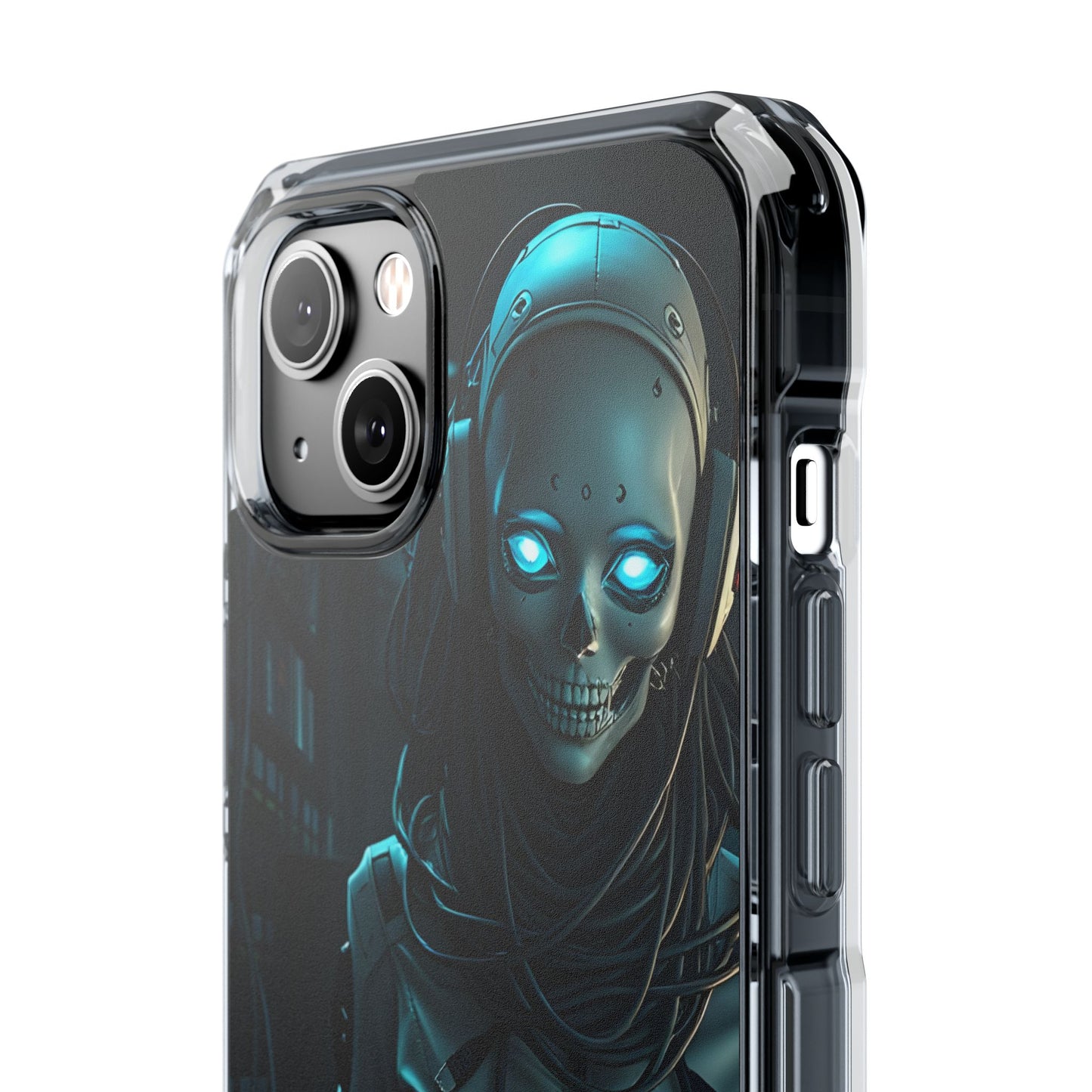 Futuristic Robot Phone Case, Magnetic Clear Impact Case, Unique Gift for Tech Lovers, Protective Smartphone Accessory, Cyberpunk Style