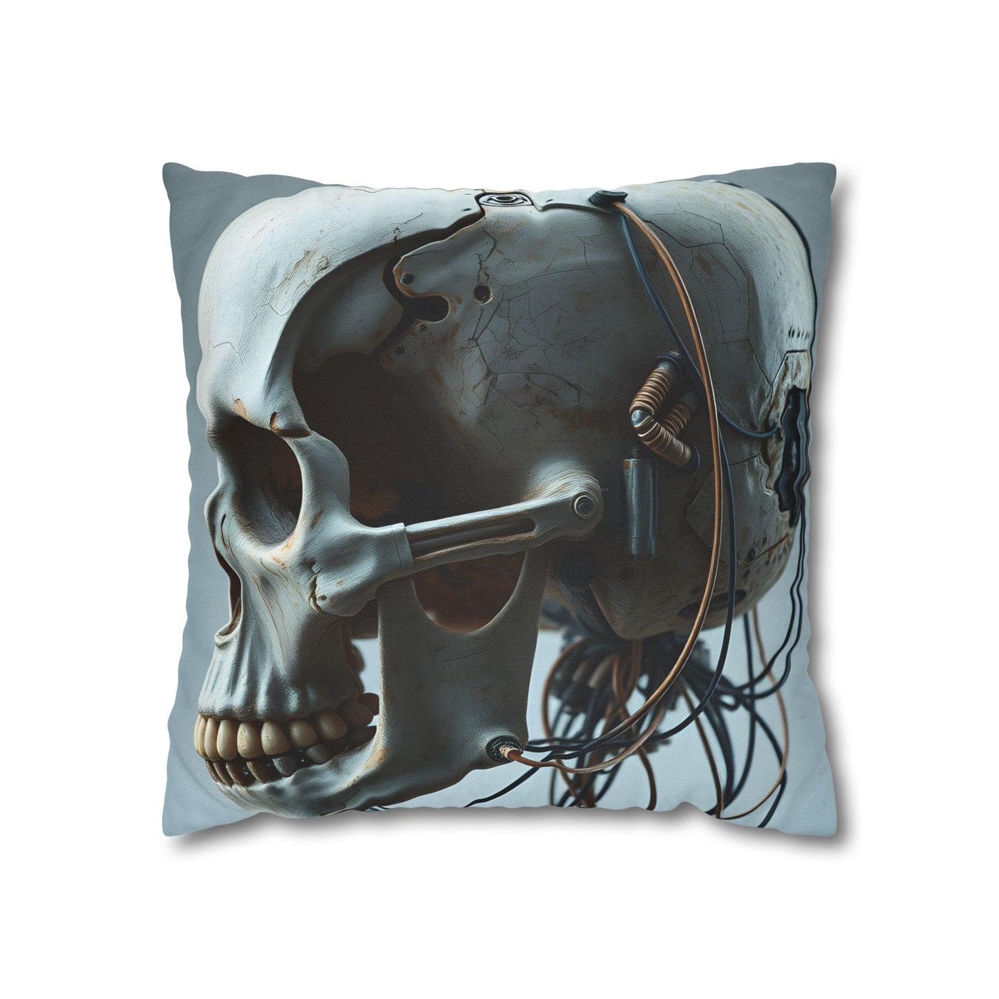 Square Pillowcase Futuristic Edge Skull Design Pillowcase
