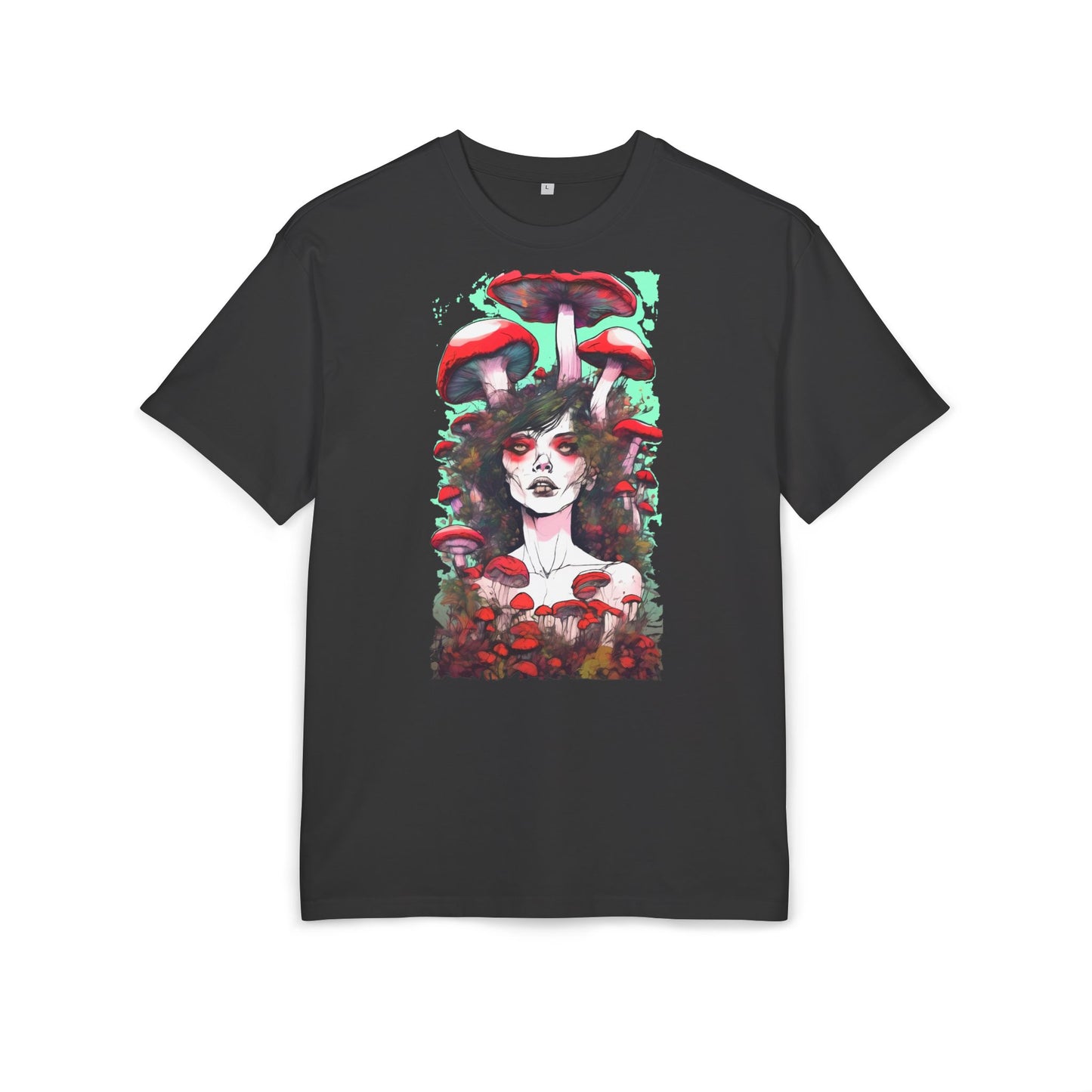 Mystical Mushroom Art Oversize Tee | Unisex Heavy Tee, Boho Style Shirt, Nature Lover Gift, Festival Wear, Graphic Tee, Eco-Friendly Fashion