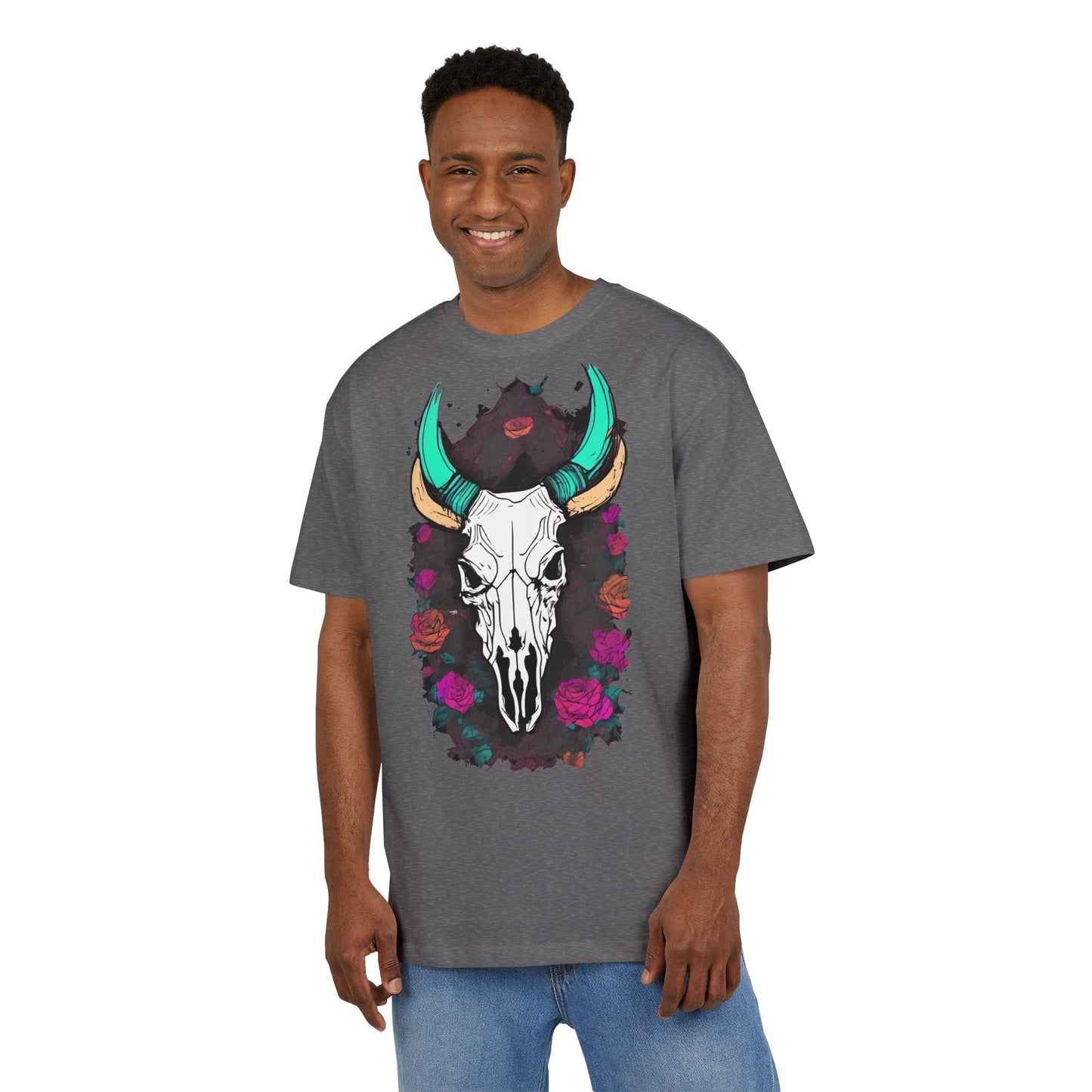 Bohemian Skull Graphic Tee, Unisex Heavy Oversize Tee, Cool Graphic T-Shirt, Festival Fashion, Casual Wear, Unique Gift Idea