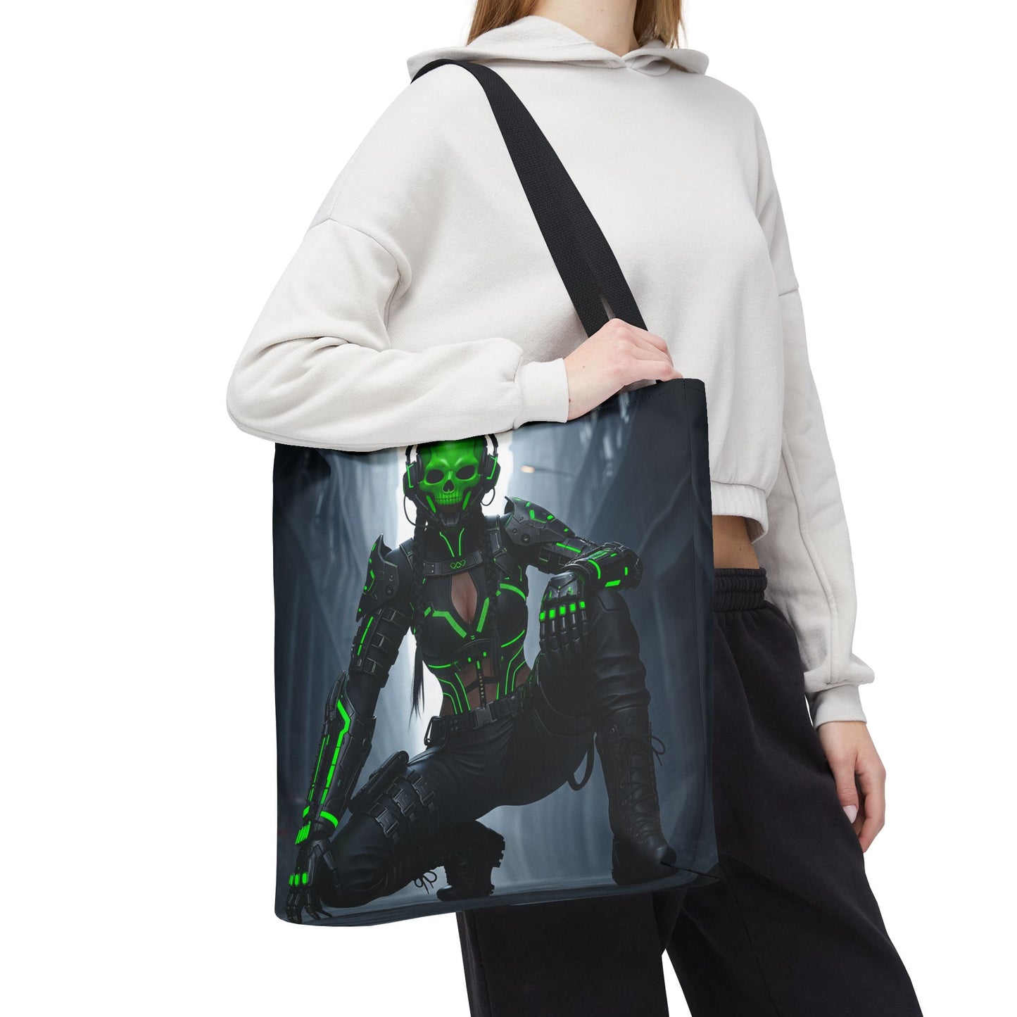 Futuristic Skull Tote Bag - Stylish Eco-Friendly Shopping Bag, Perfect for Casual Outings, Gifts, and Everyday Use