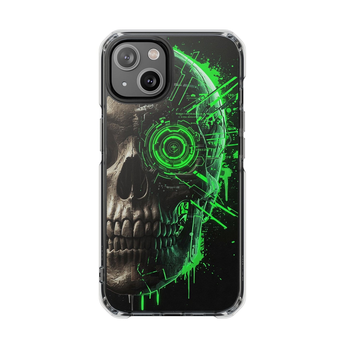 Skull Graphic Phone Case - Magnetic Clear Impact Cases, Skull Design, Unique Phone Protection, Edgy Gift for Tech Lovers