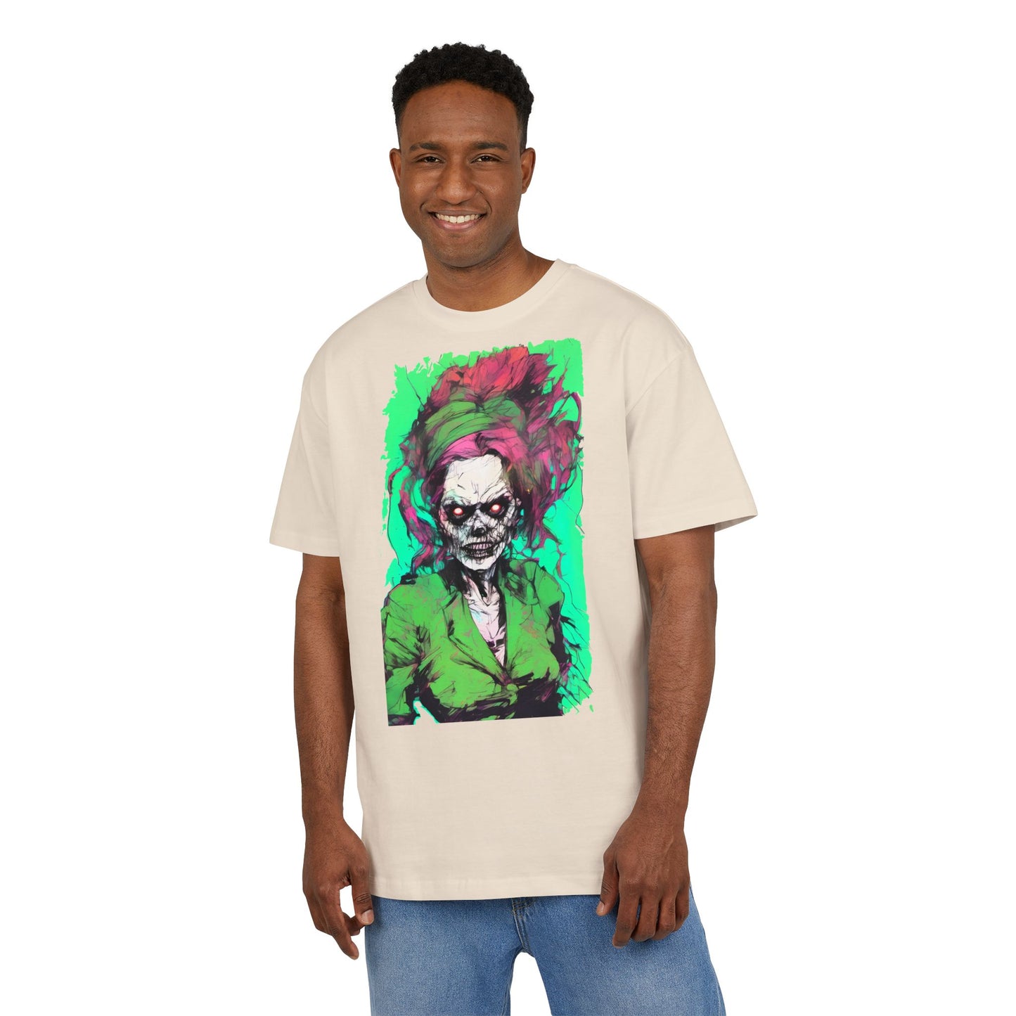 Vibrant Skull Art Oversize Tee, Unisex Graphic Tee, Edgy Streetwear Shirt, Perfect for Halloween, Gift for Art Lovers, Casual Comfort
