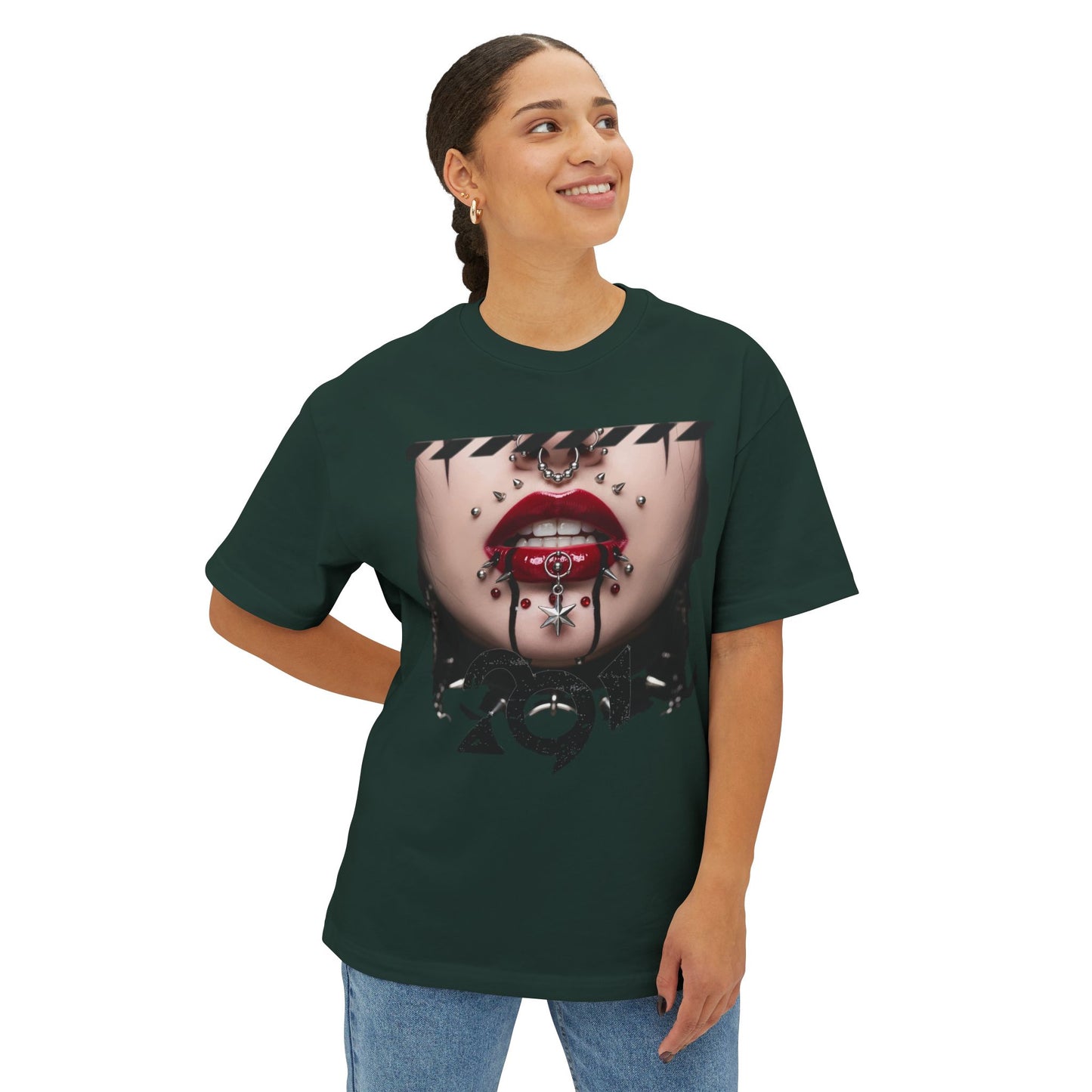 Chic Graphic Tee, Edgy Streetwear Top, Unisex Oversized T-Shirt, Artsy Casual Style, Fashion Statement Tee