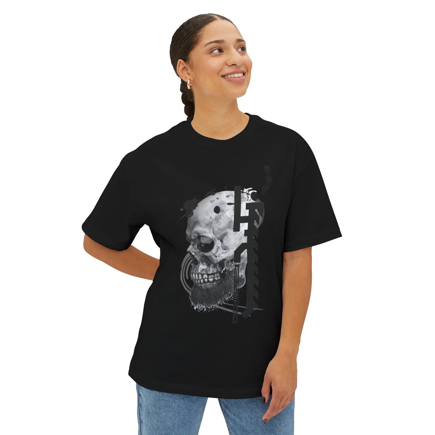 Gothic Skull Oversized Tee, Unisex Graphic T-Shirt, Edgy Streetwear Top, Alternative Fashion Apparel, Casual Wear for Events