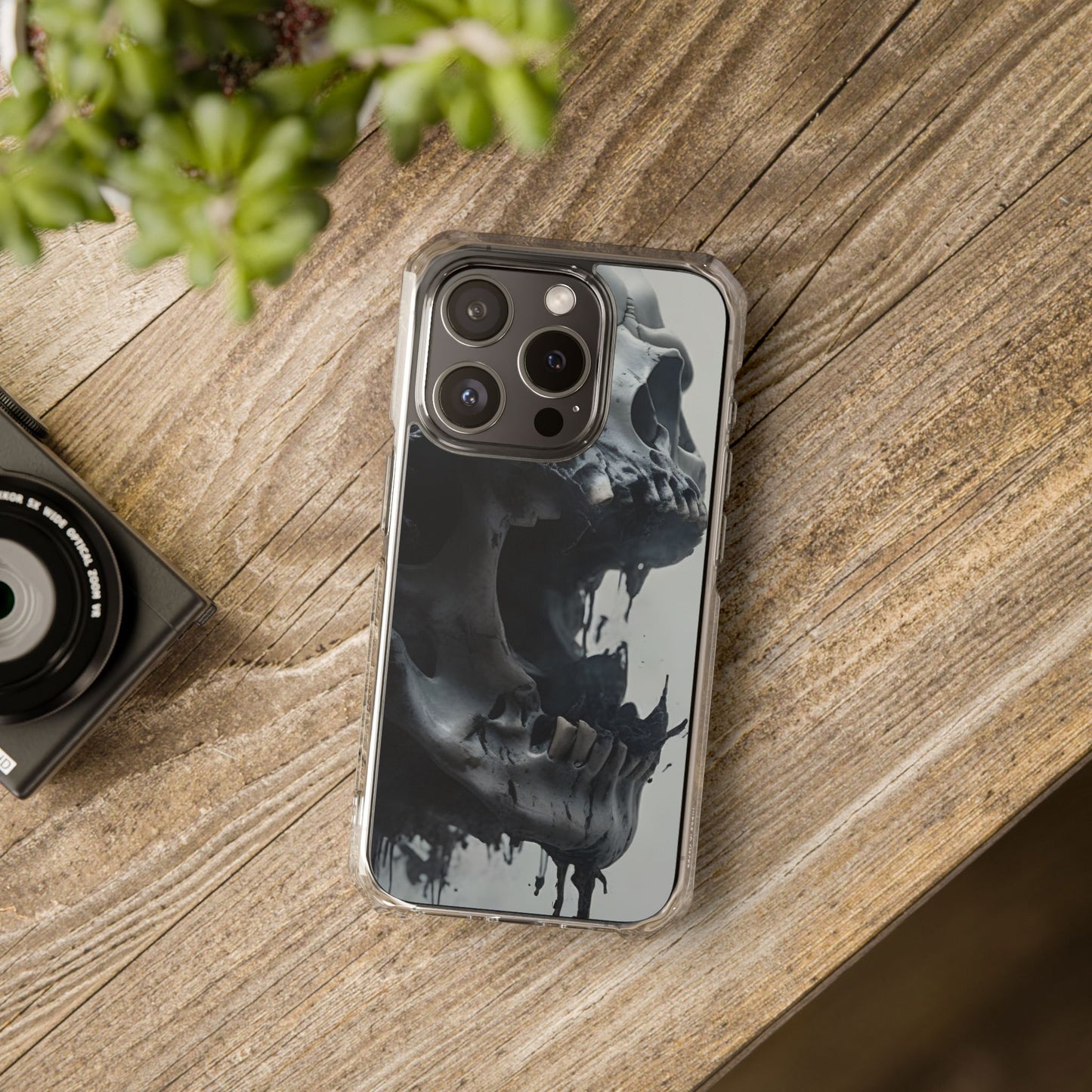 Unique Skull Design Magnetic Clear Impact Cases, Skull Phone Cases, Gothic Accessories, Halloween Gifts, Edgy Mobile Covers