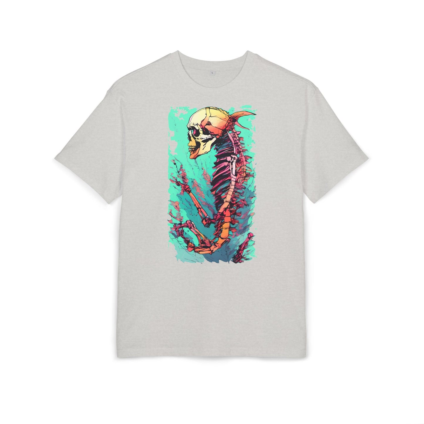 Colorful Skeleton Art Unisex Heavy Oversize Tee | Graphic Tee, Skeleton Shirt, Artsy Gift, Halloween Apparel, Trendy Streetwear