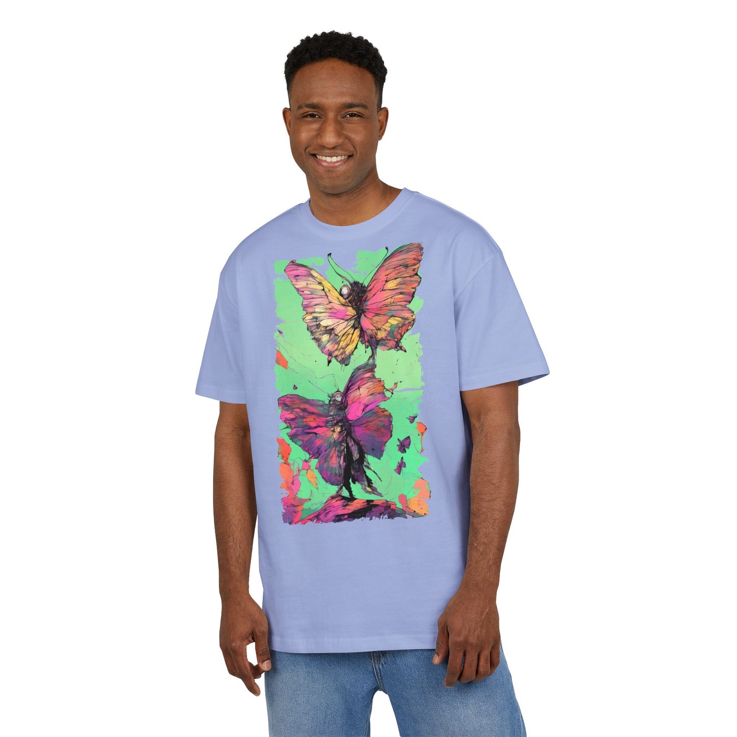 Colorful Butterfly Oversized Tee | Boho Style Tee, Spring Fashion, Nature Lover Gift, Festival Wear, Unique Graphic Shirt