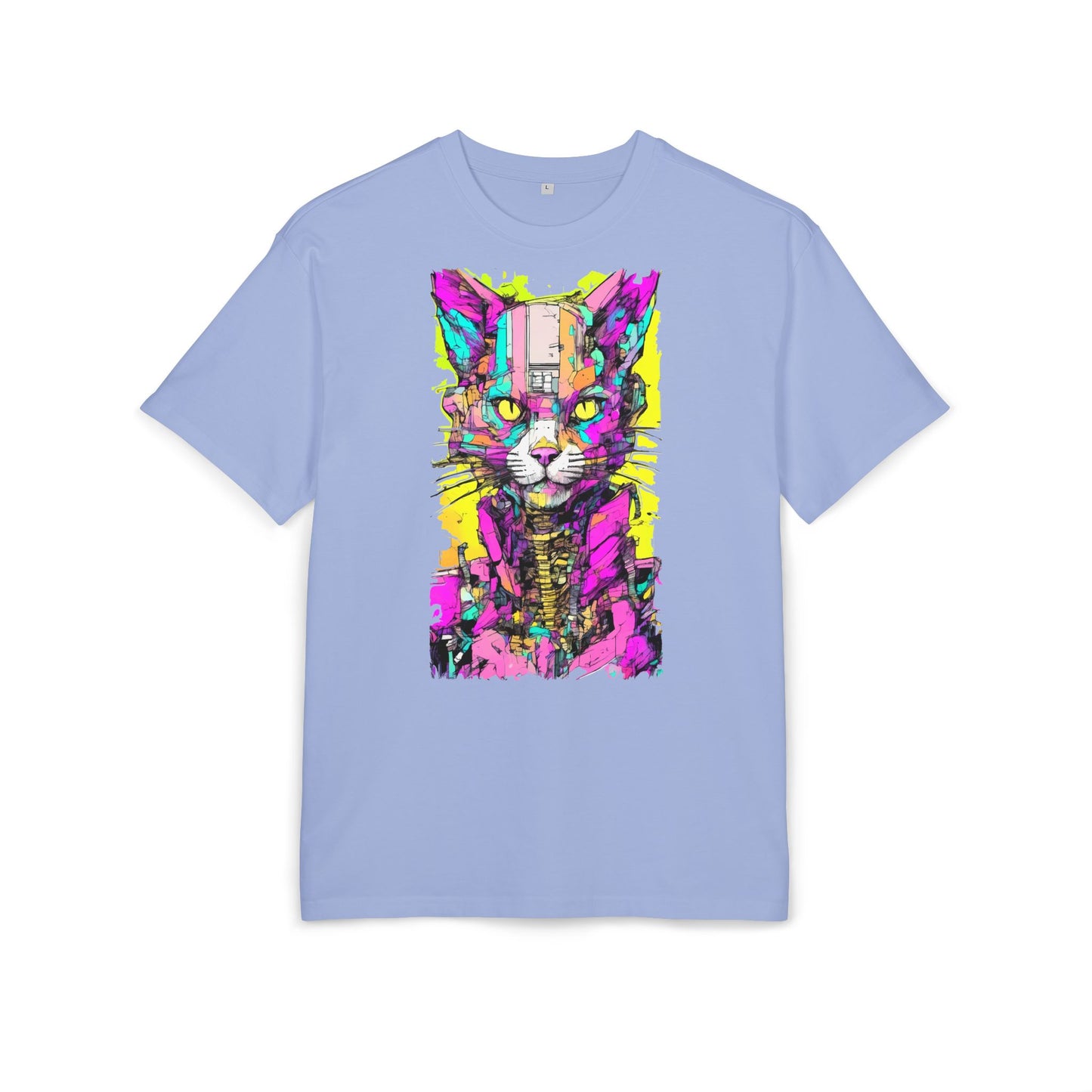 Colorful Cat Graphic Tee, Unisex Heavy Oversize T-Shirt, Funky Cat Art Shirt, Gift for Cat Lovers, Unique Casual Wear