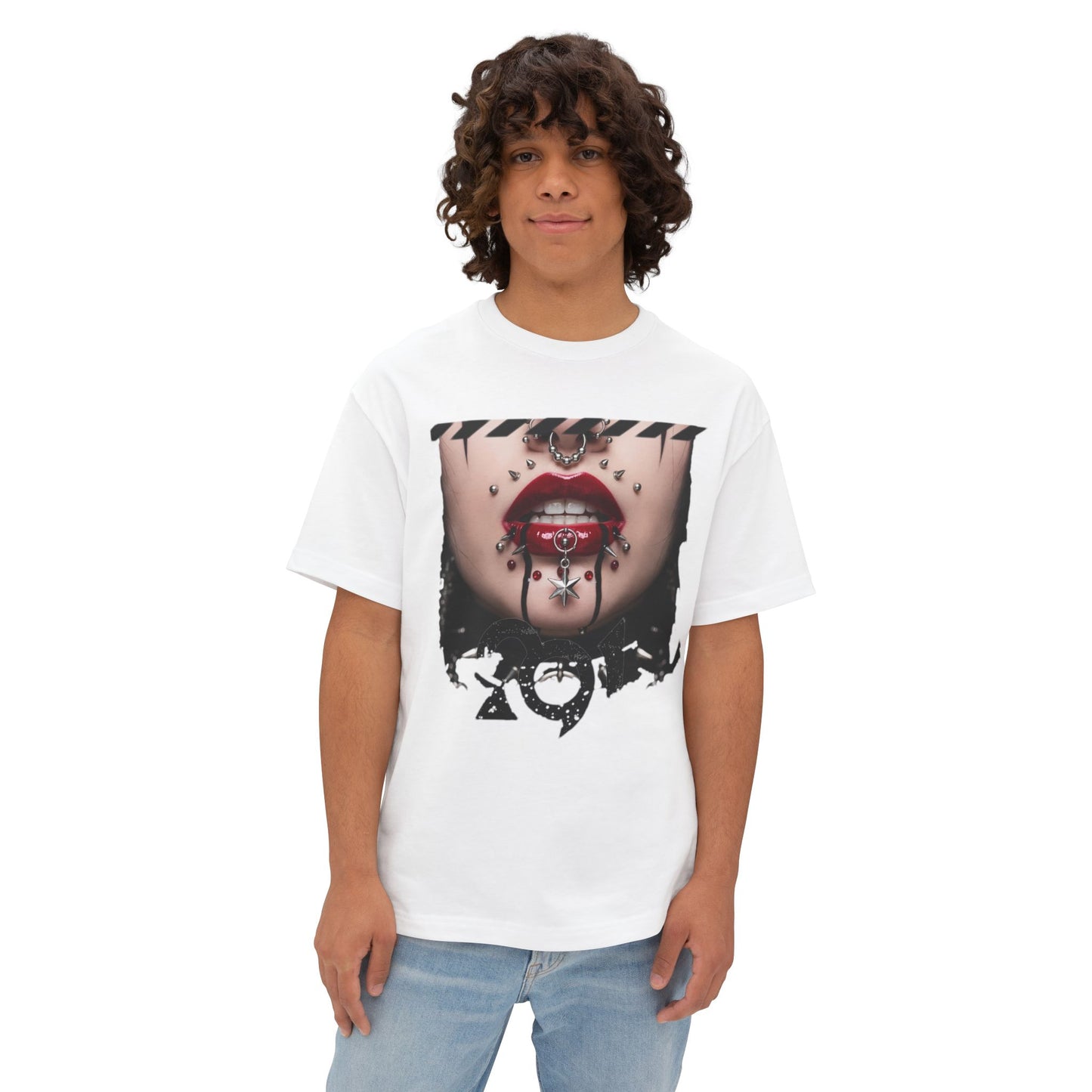 Chic Graphic Tee, Edgy Streetwear Top, Unisex Oversized T-Shirt, Artsy Casual Style, Fashion Statement Tee