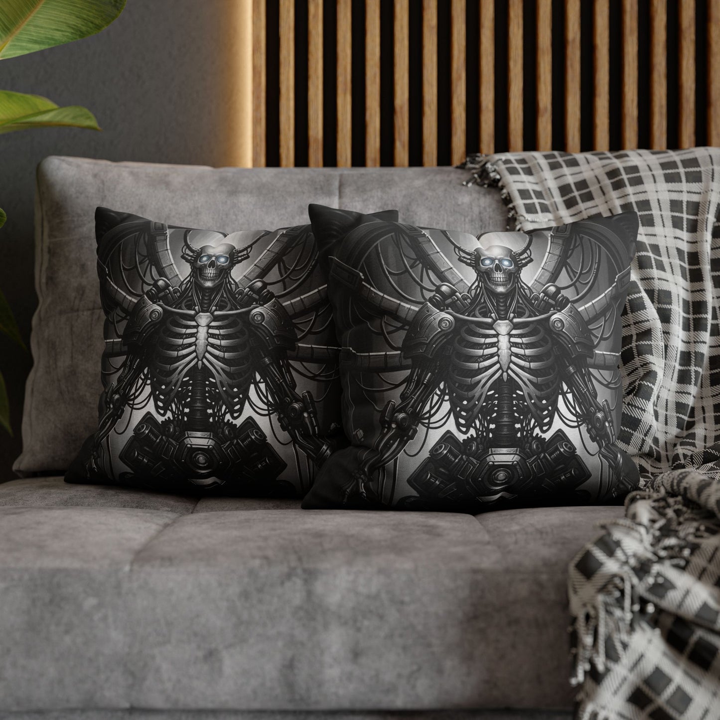 Gothic Skeleton Pillowcase - Dark Decor for Halloween, Bohemian Home, Gothic Style, Sofa Cushion, Unique Gift