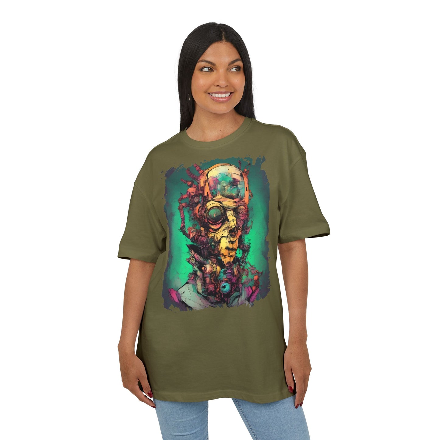 Artistic Oversize Tee Featuring Abstract Portrait, Unisex T-Shirt, Cool Graphic Tee, Streetwear Style, Unique Gifts for Art Lovers