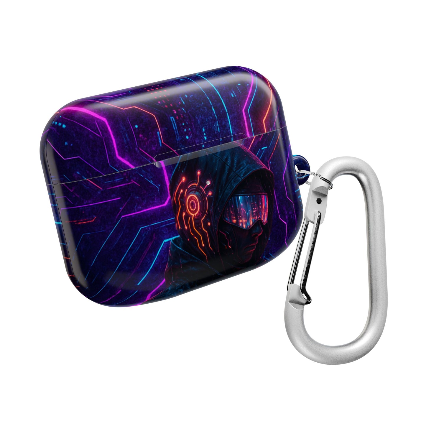 Futuristic AirPod Case, Cyberpunk Earbud Holder, Neon Accessory, Tech Gift for Gadget Lovers, Sleek & Stylish Protection
