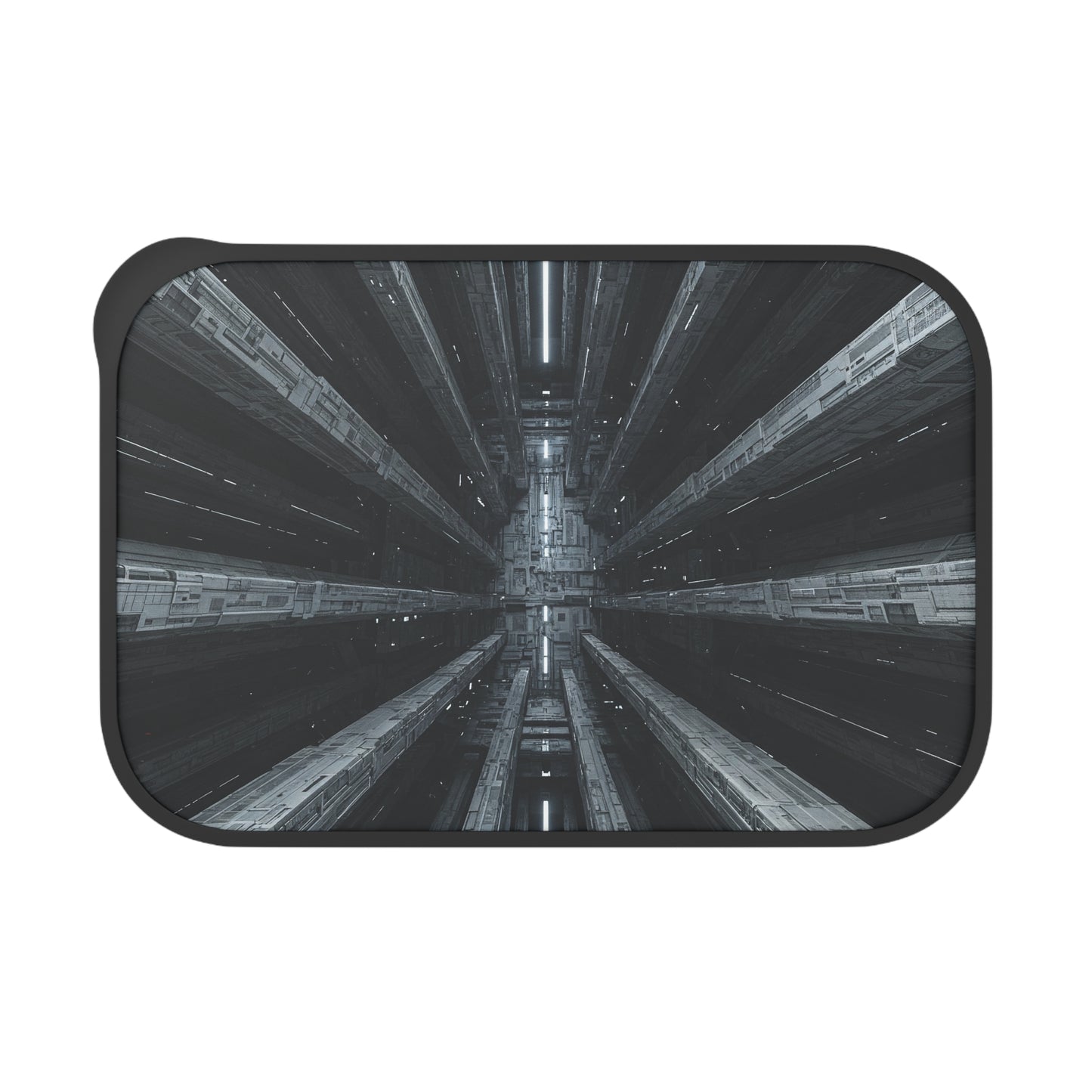 Futuristic Bento Box with Utensils | Stylish Meal Prep Container | Geometric Food Storage | Perfect Gift for Sci-Fi Lovers, Lunchbox