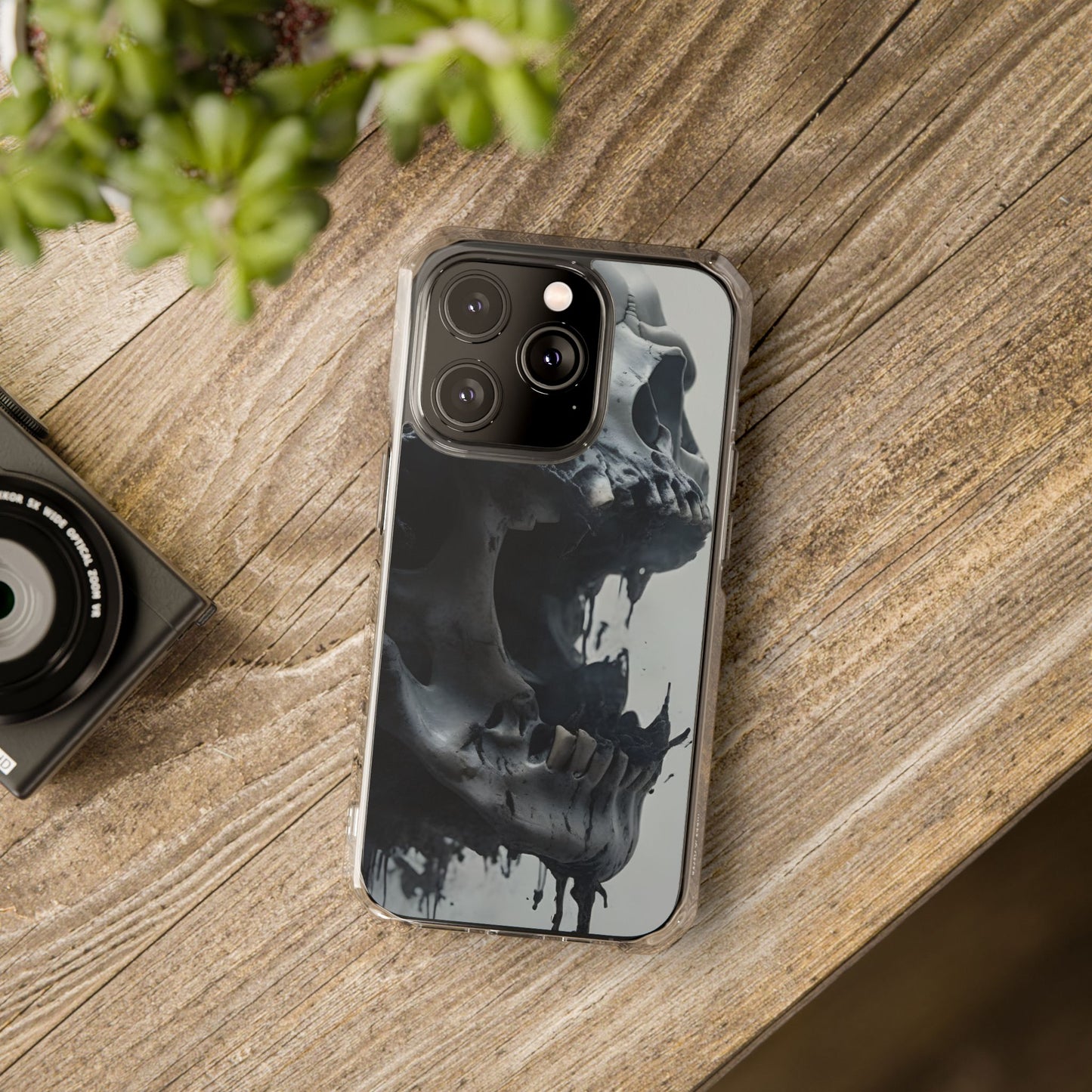 Unique Skull Design Magnetic Clear Impact Cases, Skull Phone Cases, Gothic Accessories, Halloween Gifts, Edgy Mobile Covers