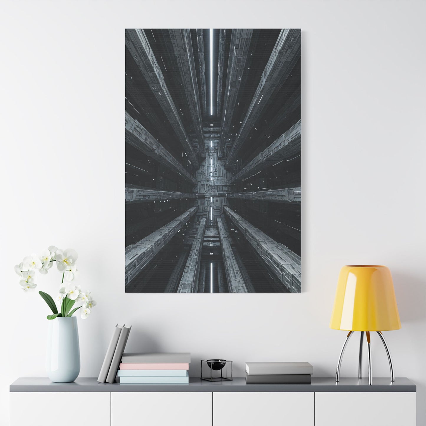 Futuristic Stretched Canvas Art, Modern Wall Decor, Sci-Fi Artwork, Perfect for Home or Office, Unique Gift Idea, Abstract Design