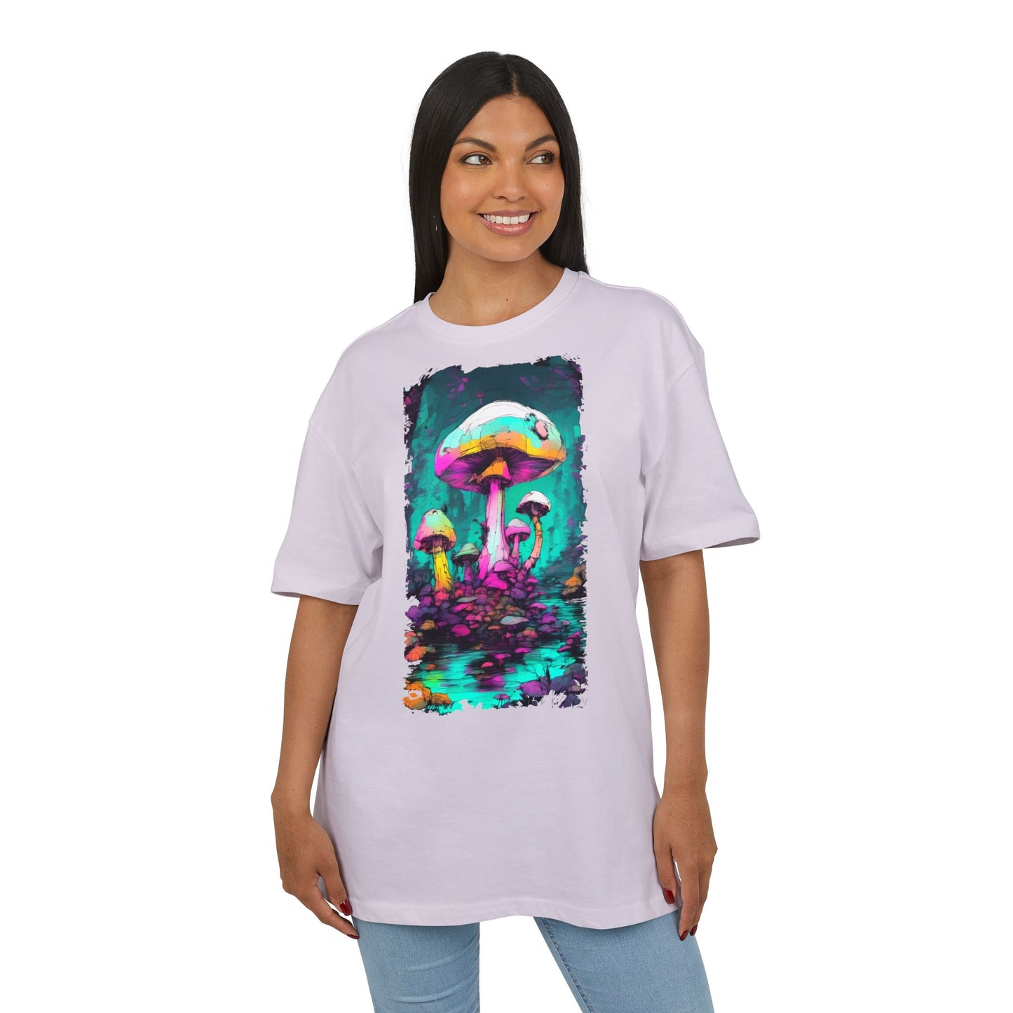 Psychedelic Mushroom Unisex Oversized Tee, Retro Graphic T-Shirt, Festival Wear, Street Style, Unique Gift for Nature Lovers