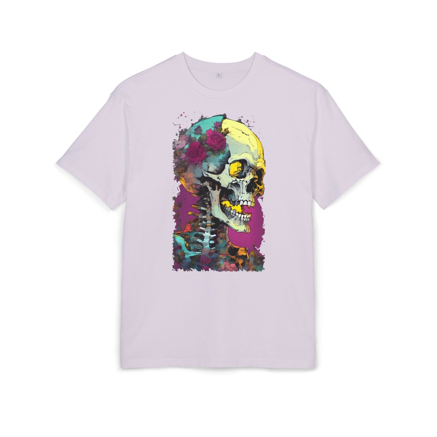 Colorful Skull Oversize Tee, Unisex Graphic Shirt, Edgy Streetwear, Casual Summer Top, Halloween Costume, Gift for Art Lovers