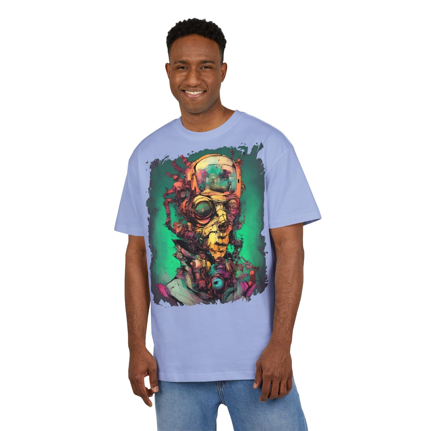 Artistic Oversize Tee Featuring Abstract Portrait, Unisex T-Shirt, Cool Graphic Tee, Streetwear Style, Unique Gifts for Art Lovers
