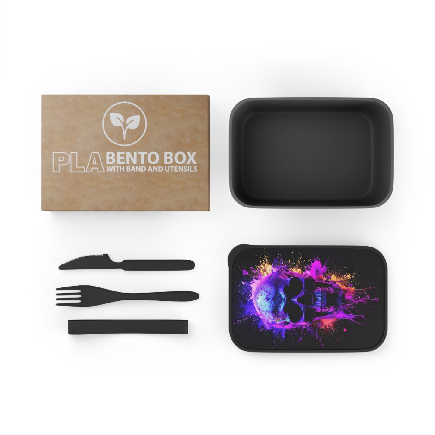 Vibrant Skull Bento Box with Utensils, Cool Lunch Container, Funky Meal Prep, Unique Gift for Food Lovers, School Lunches, Halloween
