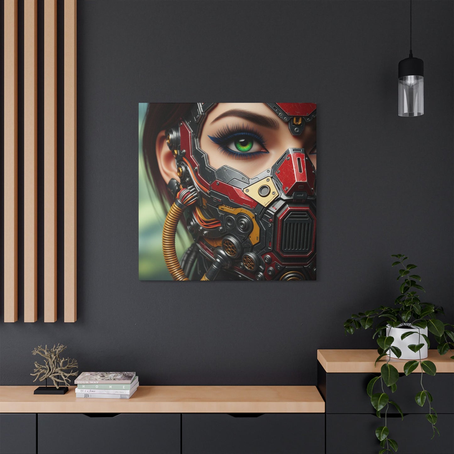 Stretched Canvas Art Print, Futuristic Wall Decor, Cyberpunk Artwork, Modern Home Decor, Unique Gift for Tech Lovers
