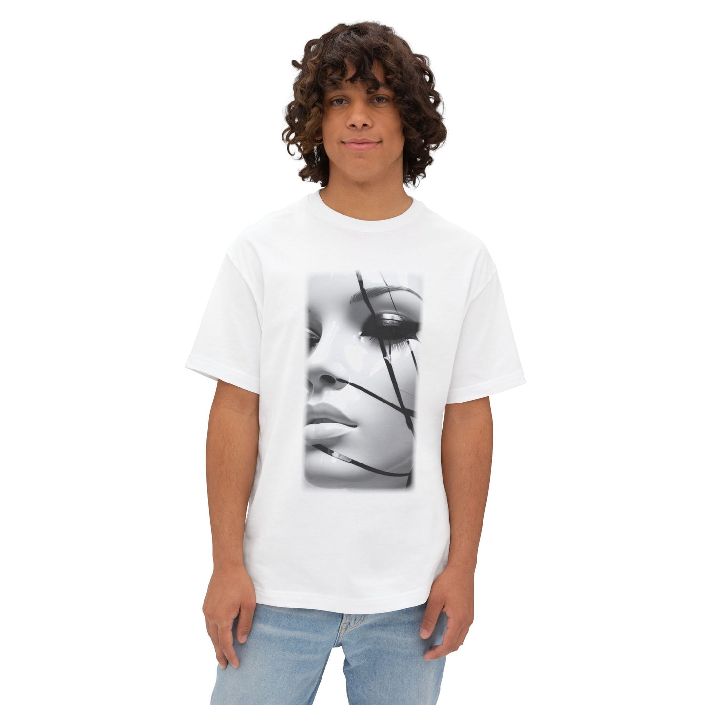 Chic Oversized Graphic Tee with Striking Design, Streetwear, Casual Style, Fashion Statement, Gift for Art Lovers