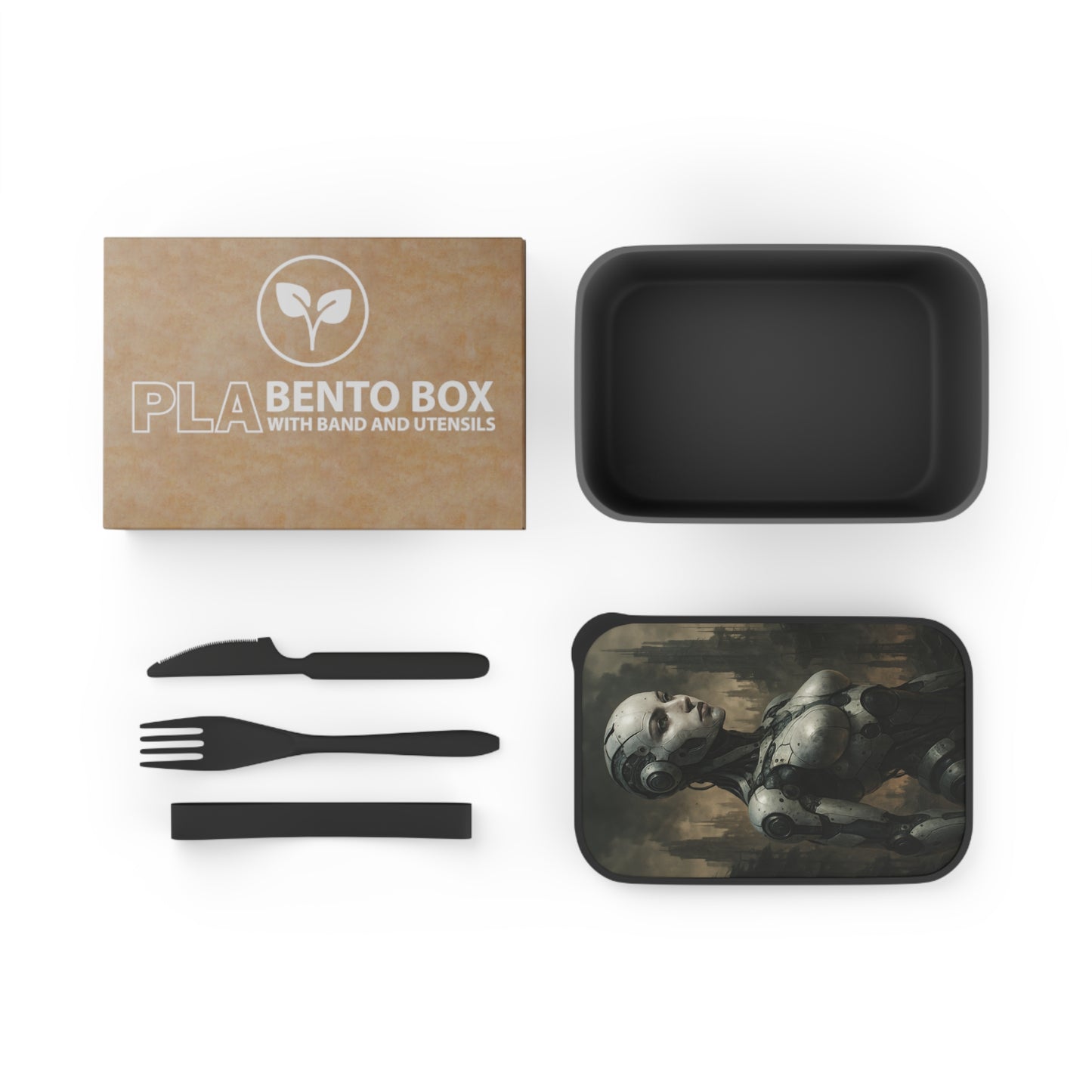 Futuristic Bento Box, Eco-Friendly Lunch Container, Robot Design, Meal Prep, Gift for Tech Lovers, Sustainable Utensils