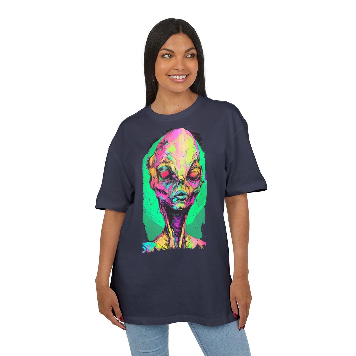 Alien Art Oversize Tee, Graphic Tee, Unisex T-Shirt, Casual Wear, Unique Gift for Sci-Fi Lovers