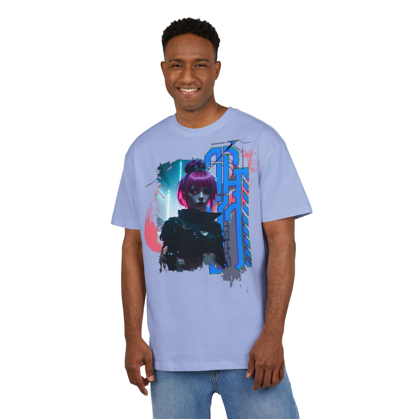 Cyberpunk Aesthetic Unisex Heavy Tee, Streetwear Style Shirt for Teens, Graphic Tee for Gaming, Cozy Casual Wear, Gift for Sci-Fi Lovers