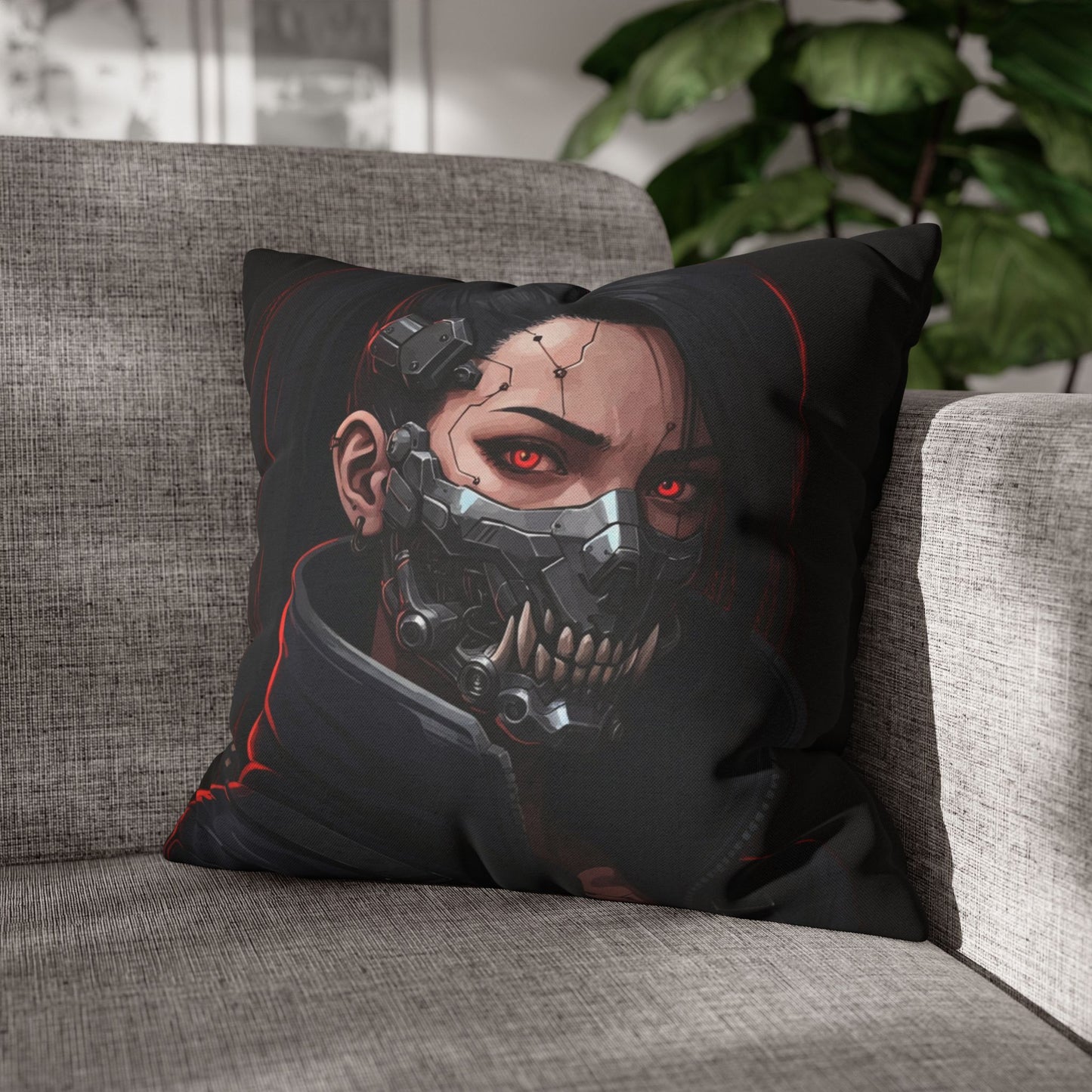 Cyberpunk-Style Velvet Pillowcase, Decorative Pillow, Home Decor, Unique Gift, Futuristic Accent, Gaming Room Decoration