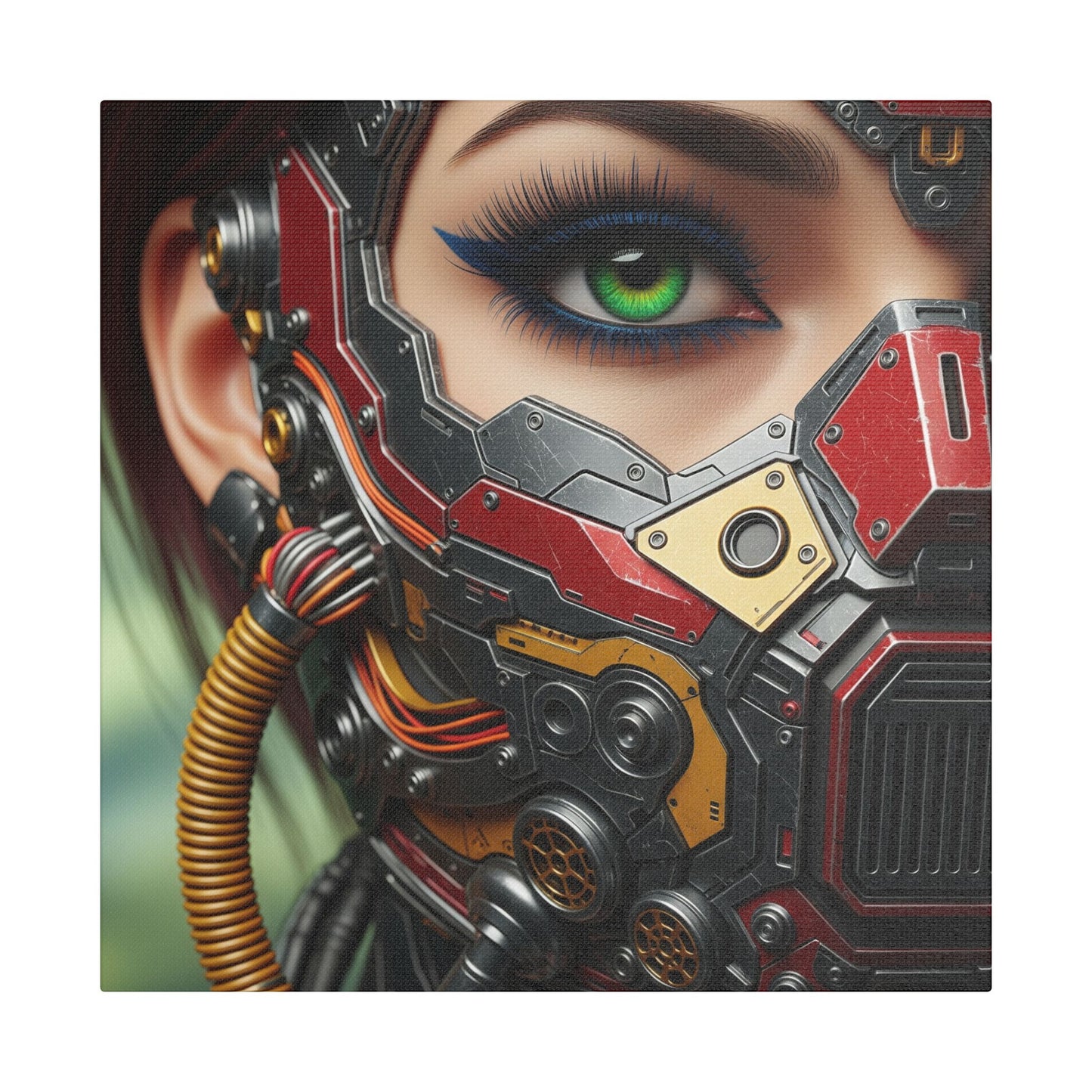 Stretched Canvas Art Print, Futuristic Wall Decor, Cyberpunk Artwork, Modern Home Decor, Unique Gift for Tech Lovers