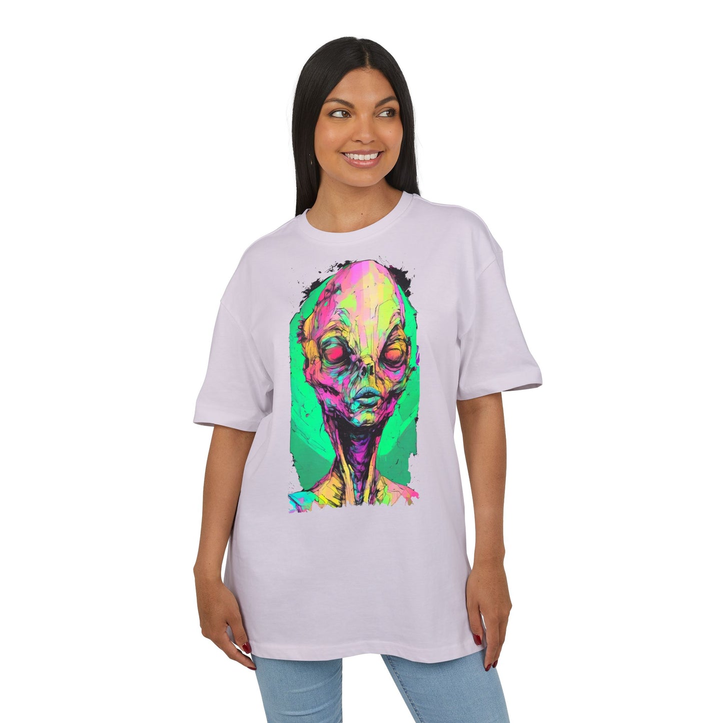 Alien Art Oversize Tee, Graphic Tee, Unisex T-Shirt, Casual Wear, Unique Gift for Sci-Fi Lovers