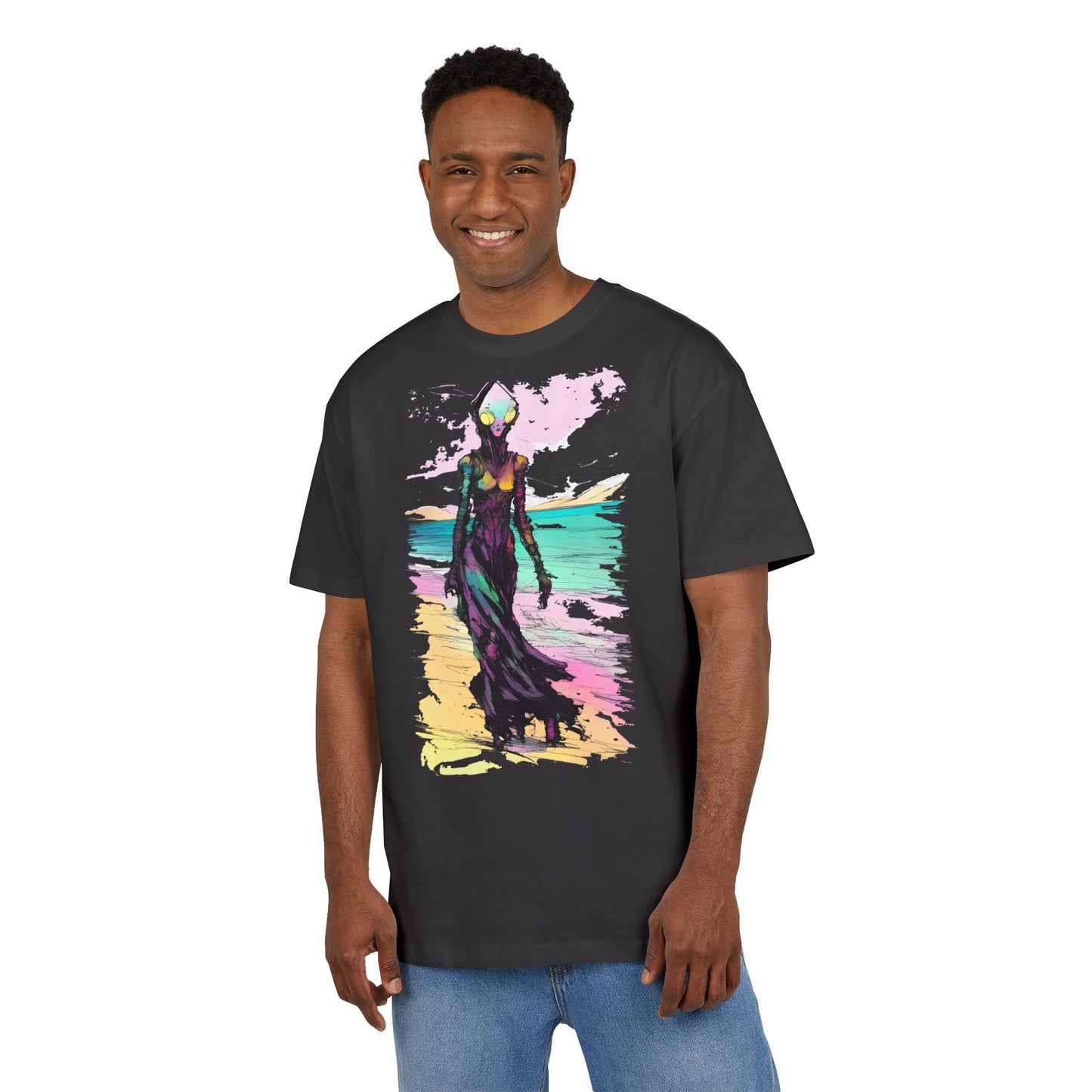 Beach Vibes Oversize Tee - Artistic Graphic Tee, Summer Style, Unisex T-Shirt, Boho Fashion, Casual Wear