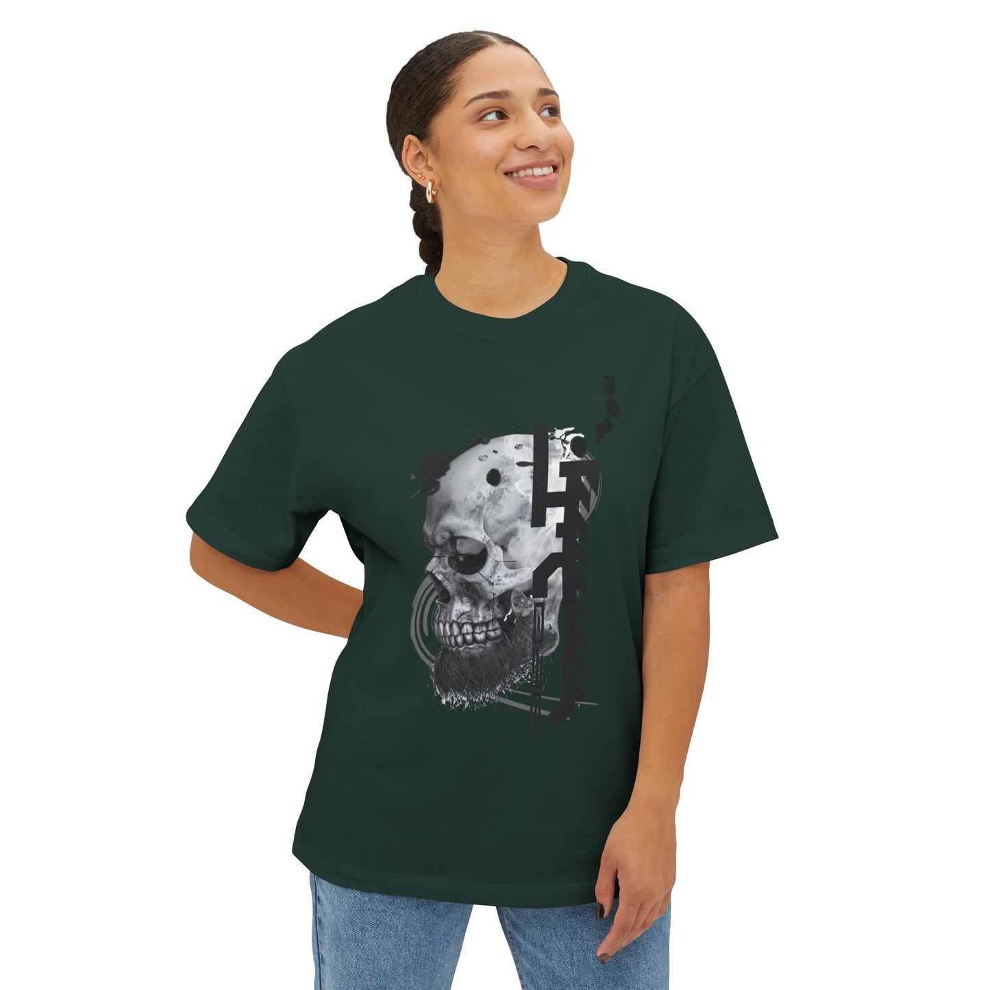 Gothic Skull Oversized Tee, Unisex Graphic T-Shirt, Edgy Streetwear Top, Alternative Fashion Apparel, Casual Wear for Events