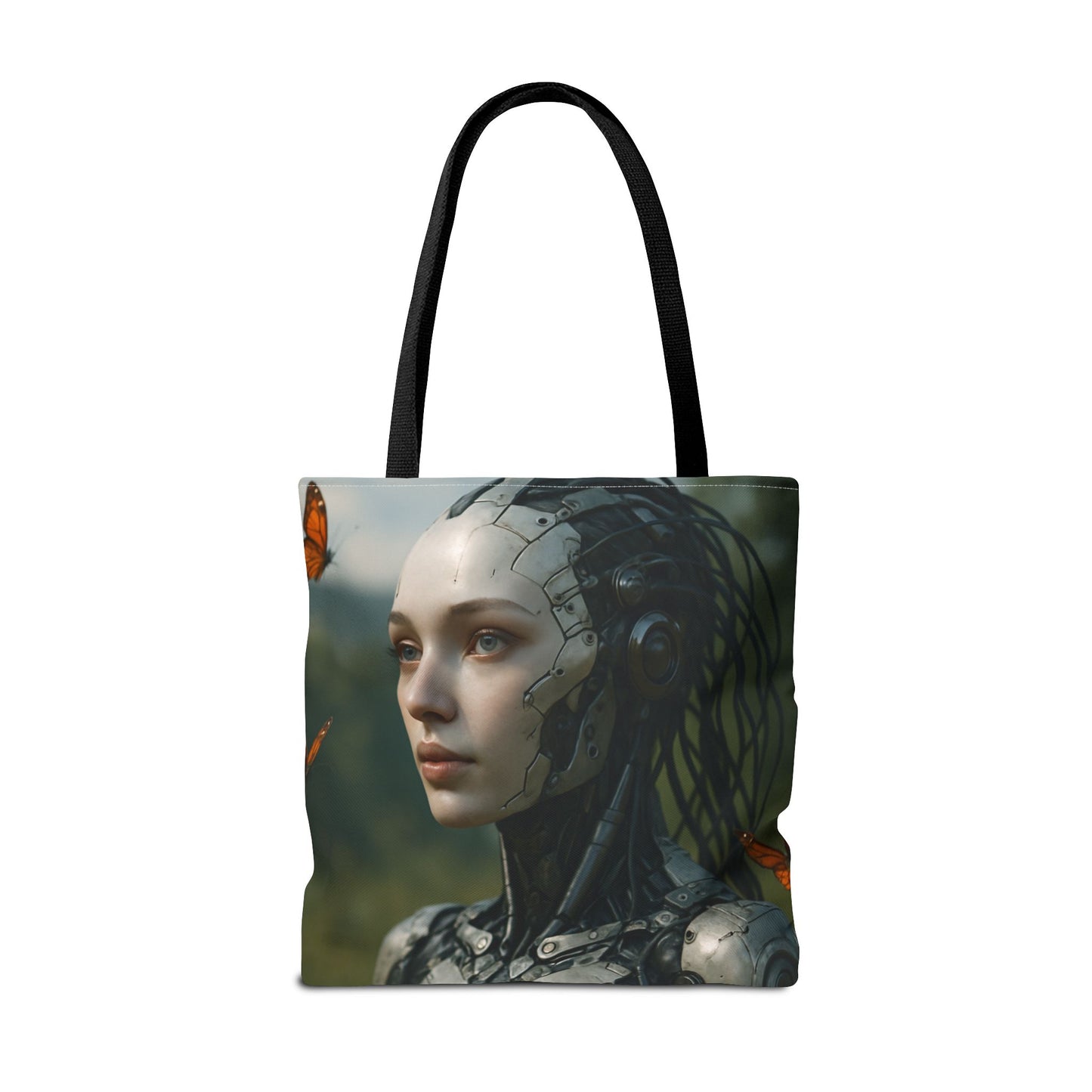 Futuristic Nature-Inspired Tote Bag, Eco-Friendly Bag, Gift for Tech Lovers, Reusable Shopping Bag, Art Tote for Nature Enthusiasts