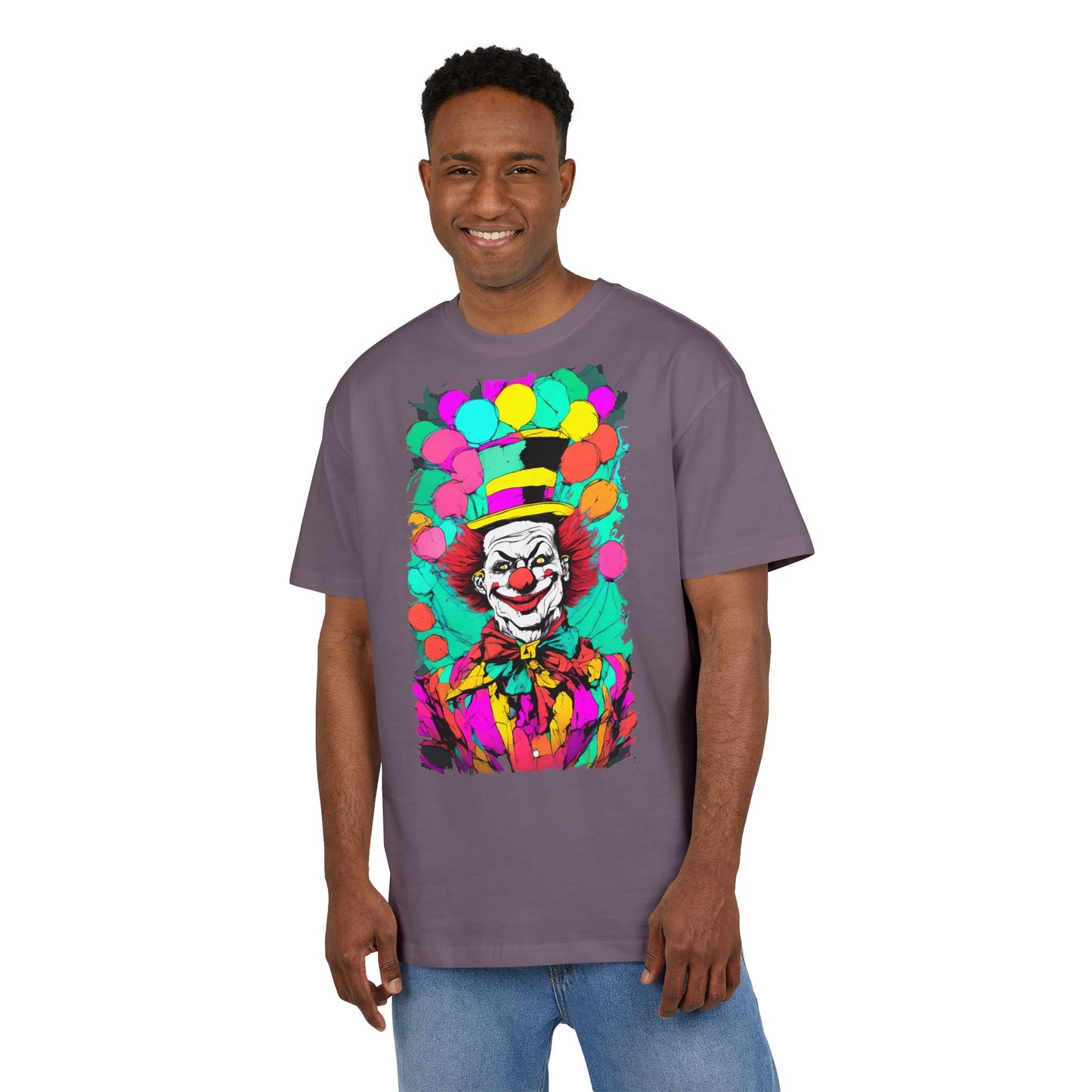 Colorful Clown Graphic Unisex Oversize Tee | Fun Wear, Festival Outfit, Circus Theme, Unique Gift, Statement Shirt