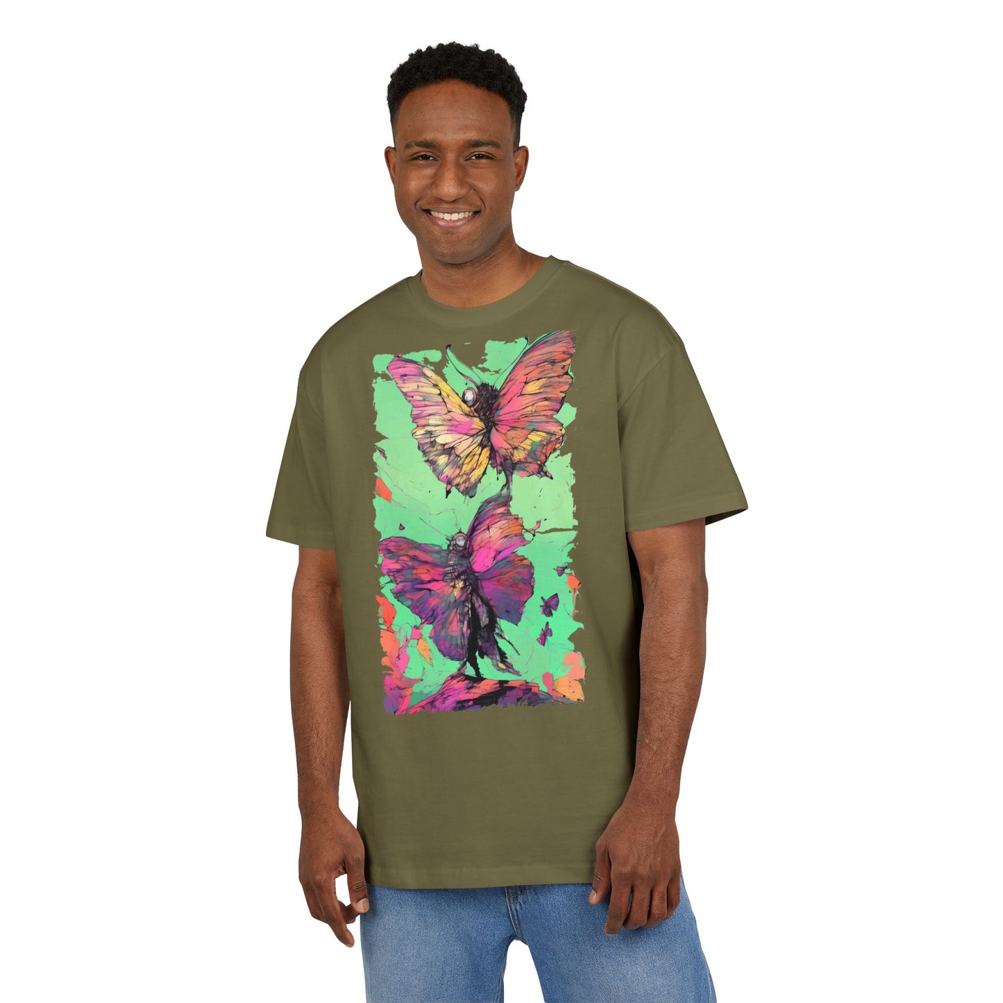Colorful Butterfly Oversized Tee | Boho Style Tee, Spring Fashion, Nature Lover Gift, Festival Wear, Unique Graphic Shirt