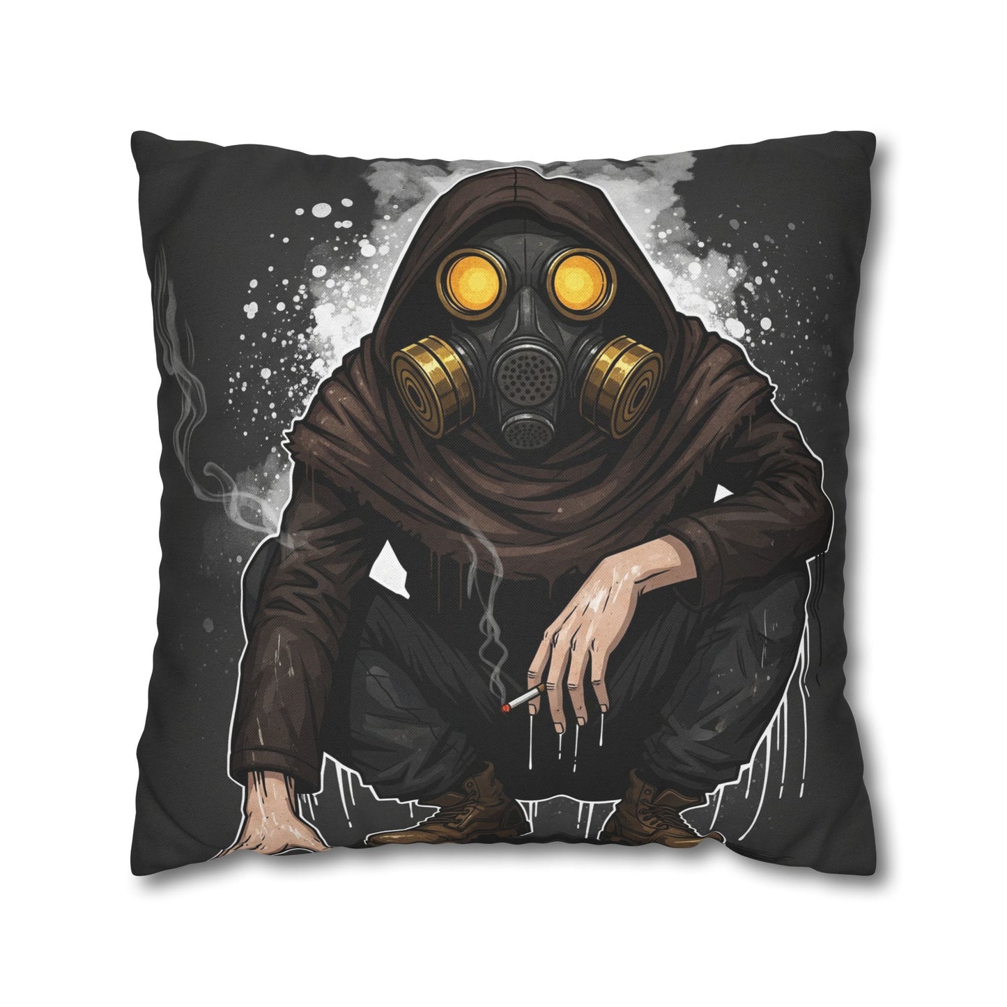 Gothic Gas Mask Pillowcase - Unique Home Decor, Edgy Throw Pillow, Gifts for Sci-Fi Fans, Alternative Room Style, Men’s Bedroom Decor