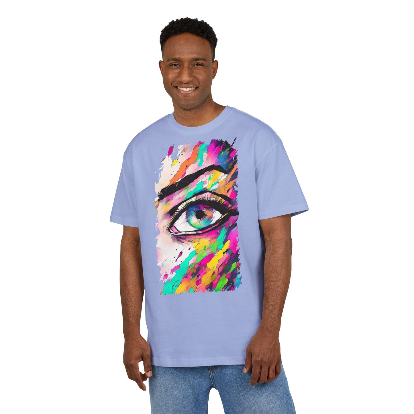 Colorful Eye Graphic Unisex Heavy Oversize Tee, Artistic T-Shirt, Casual Wear, Gift for Art Lovers, Streetwear Trends, Vibrant Style