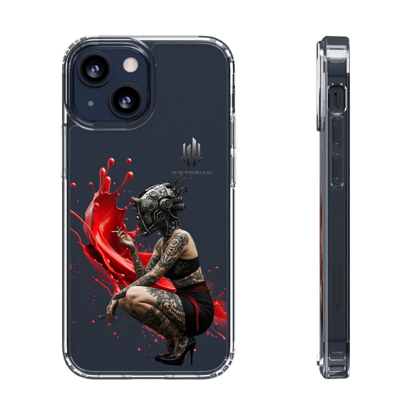 Dystopian Art Clear Phone Case - Futuristic Style with Bold Design