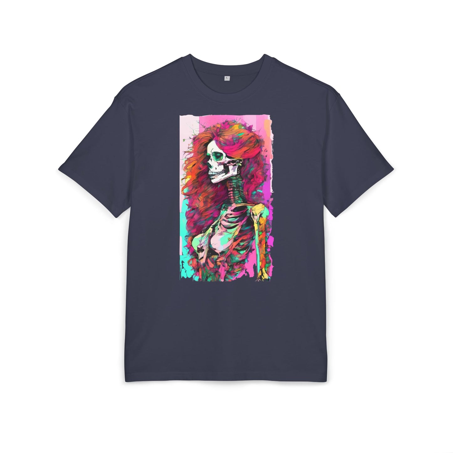 Vibrant Skeleton Art Unisex Heavy Oversize Tee, Halloween Shirt, Statement Tee, Graphic Tee, Casual Wear, Gift
