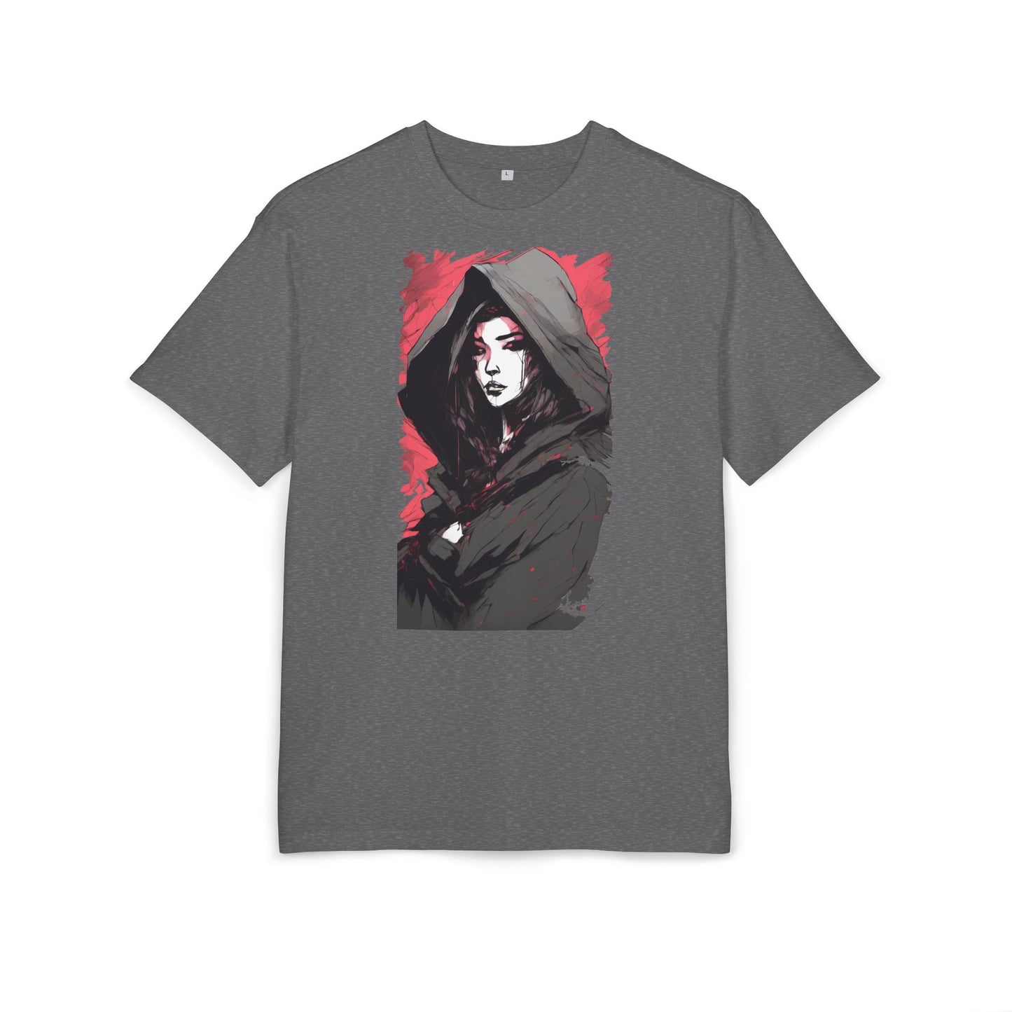 Artistic Oversize Tee with Hooded Character Design, Unisex Streetwear, Graphic Tee, Casual Wear, Unique Gift, Fashion Statement