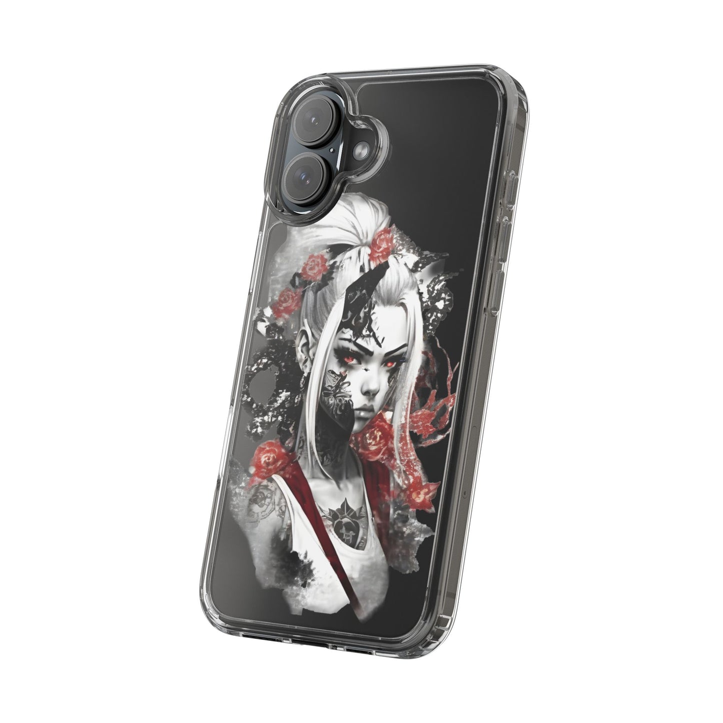 Artistic Clear Phone Case with Floral Design